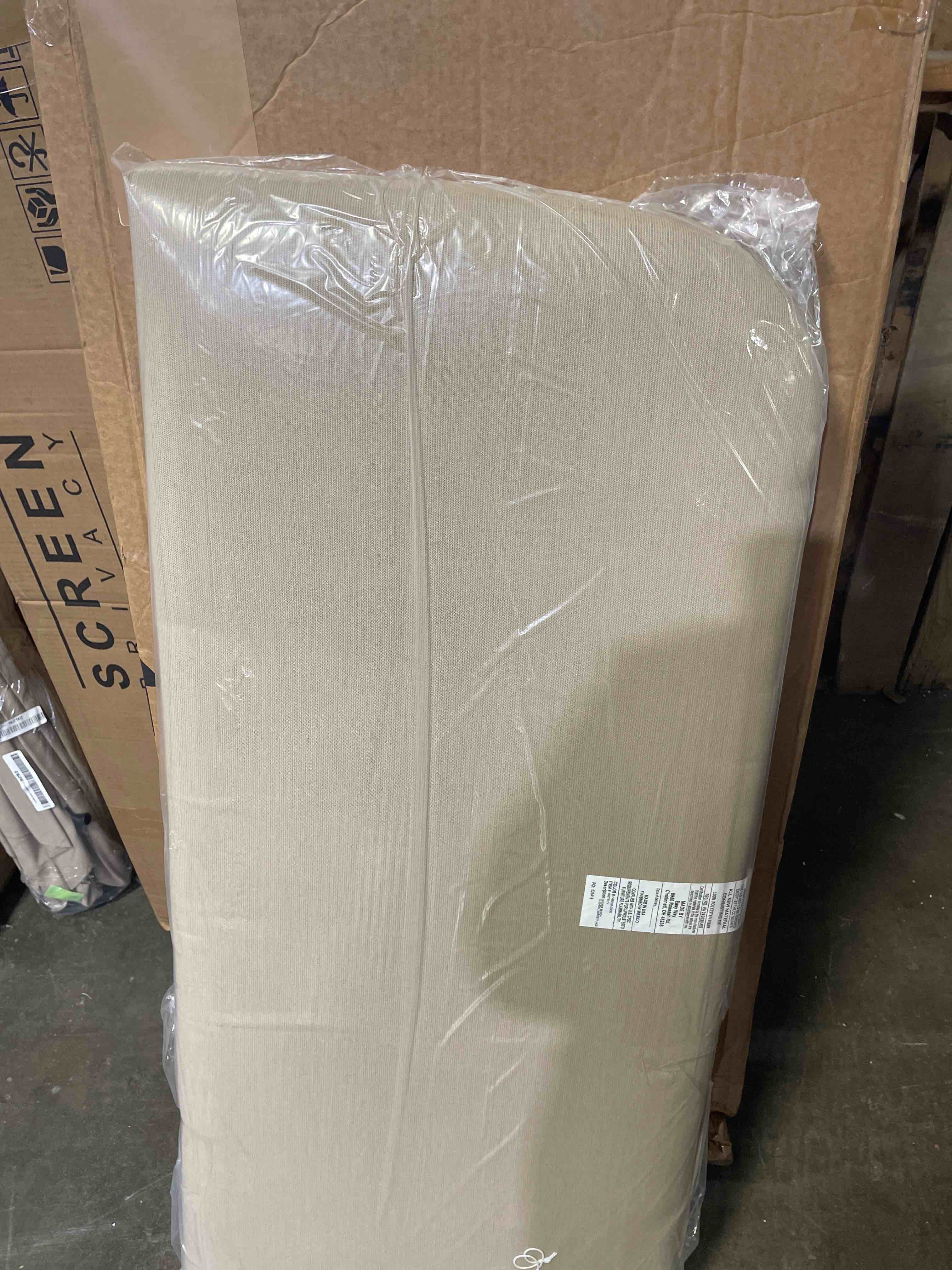 Condition photo showing New/Like New for rsh decor: sunbrella foam wicker loveseat cushion | 41” x 19" | water & fade-resistant performance fabric | outdoor settee cushion for patio furniture | canvas heather beige