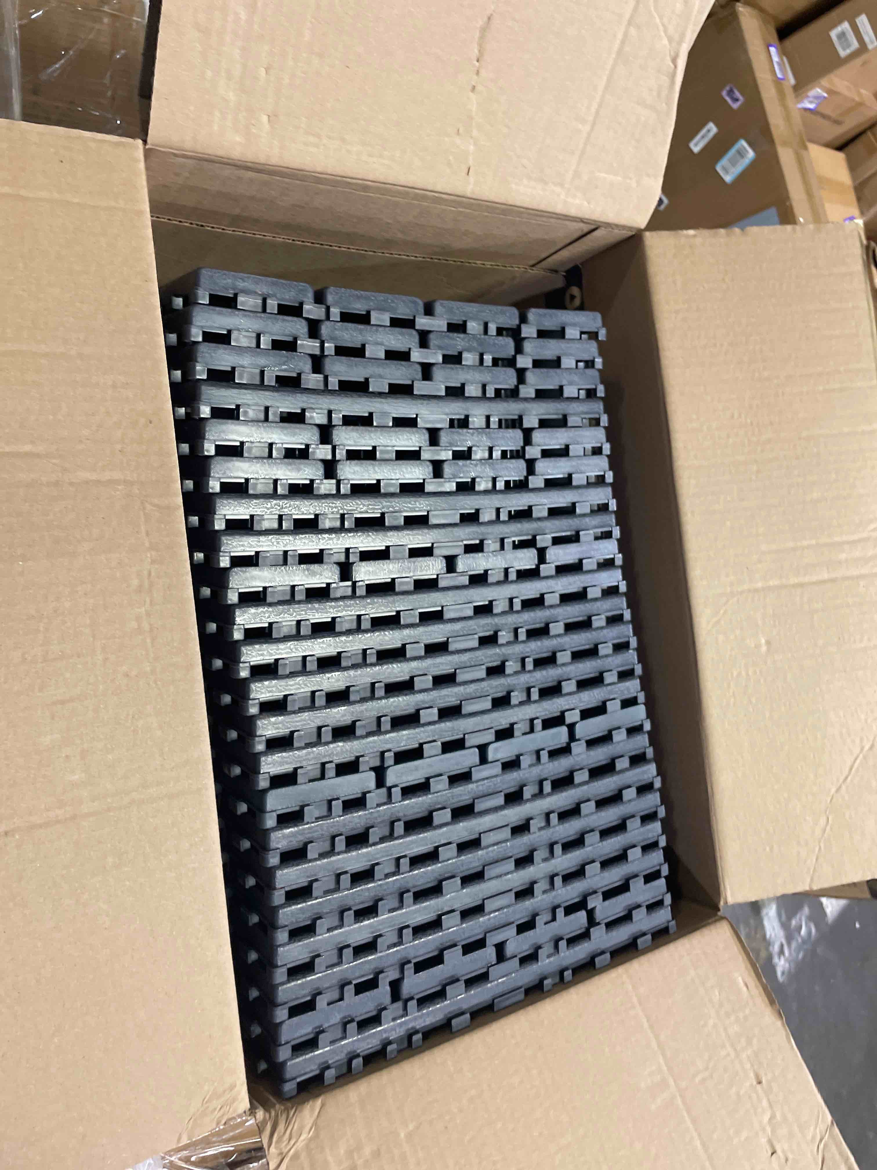 Condition photo showing As Is for 60 sq. ft plastic interlocking deck tiles,60 pcs patio deck tiles,12"x12" waterproof outdoor flooring all weather use, patio floor decking tiles for porch poolside balcony backyard
