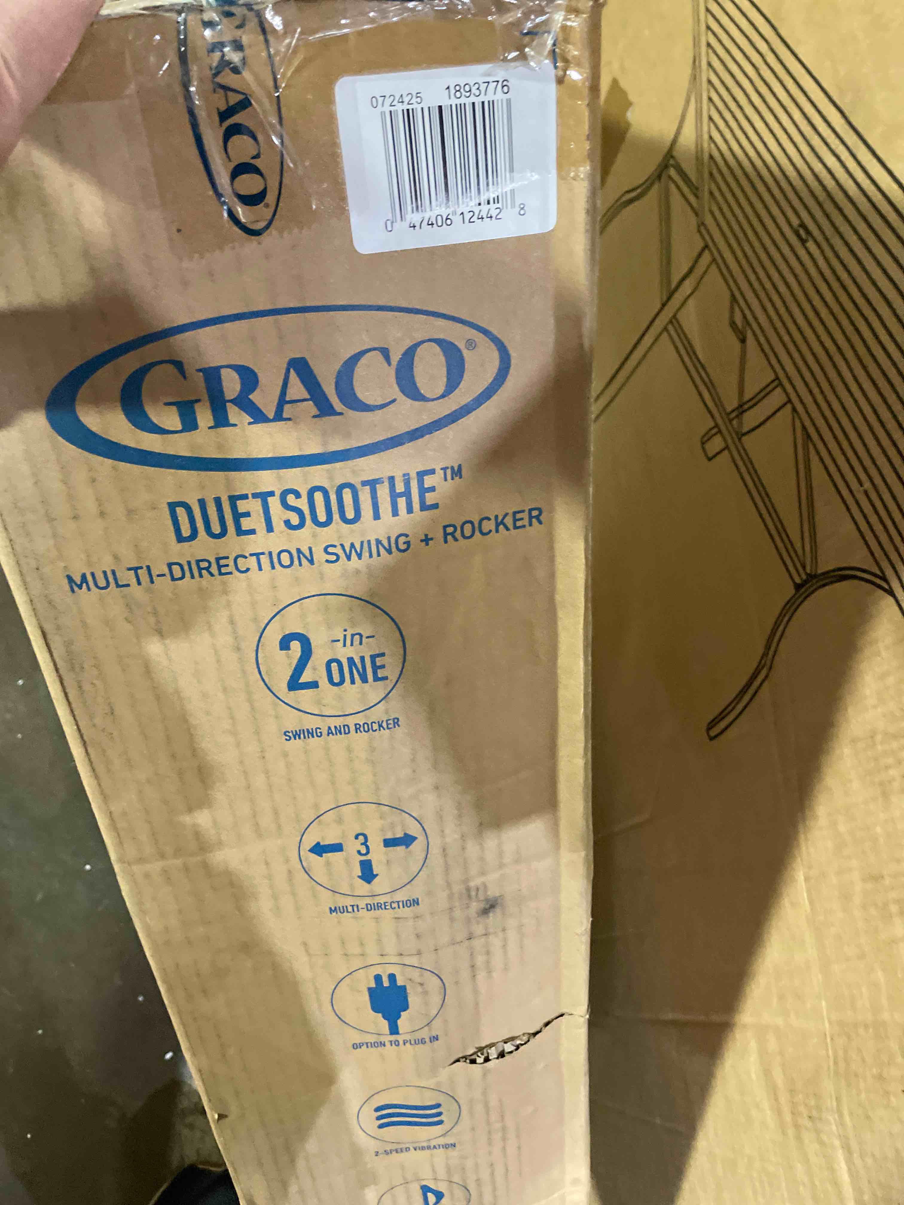 Condition photo showing New/Like New for graco duetsoothe swing and rocker with removable swing seat and 6 swinging speeds for toddler swing seat and swing chair sapphire