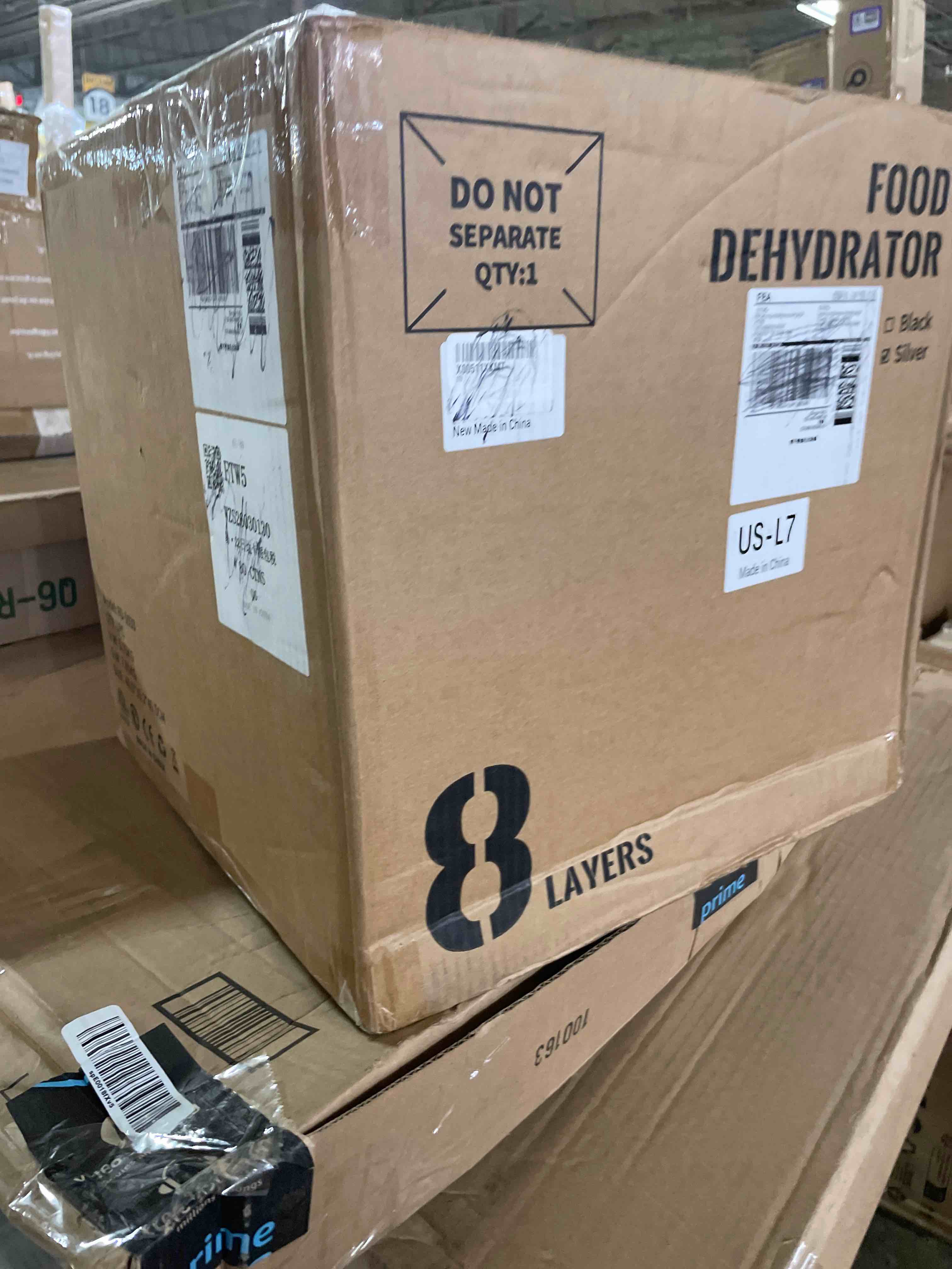 Condition photo showing New/Like New for 650w food dehydrator, 8-tray stainless steel dehydrator machine with adjustable timer & temperature, overheat protection, fruit dehydrator for jerky, herbs, dog treats, interior light iron black