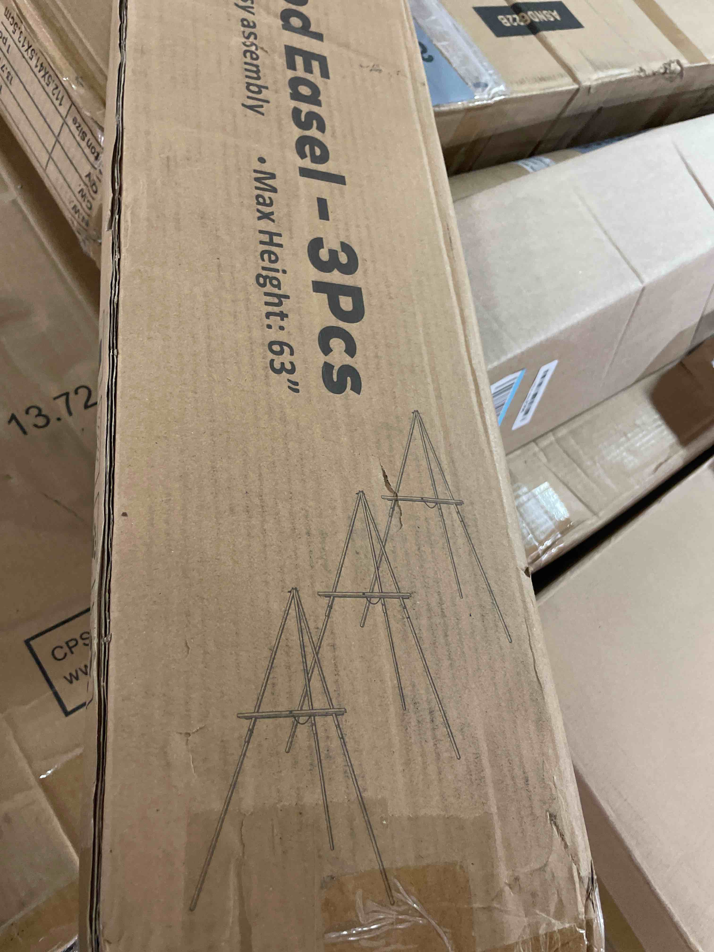 Condition photo showing New/Like New for djar 3 pcs 63" wooden easel stand for sign, dual-use adjustable height, wood floor display easel for wedding, welcome board, poster, picture, photo- natural natural 3pcs