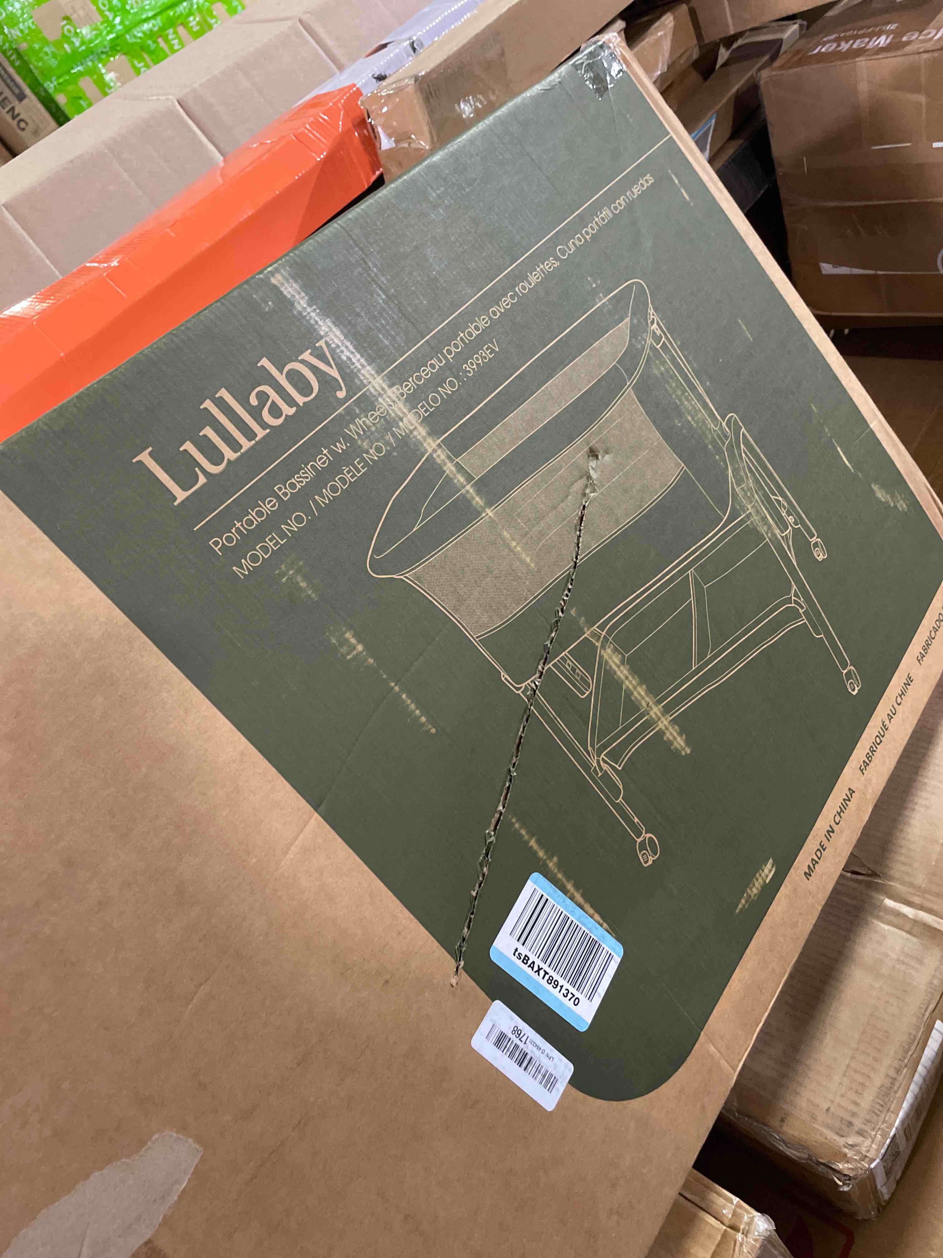 Condition photo showing New/Like New for evolur lullaby portable bassinet with wheels, adjustable bedside sleeper, breathable mesh sides, large storage basket, easy fold, and travel bag included, perfect for newborns & infants - biege