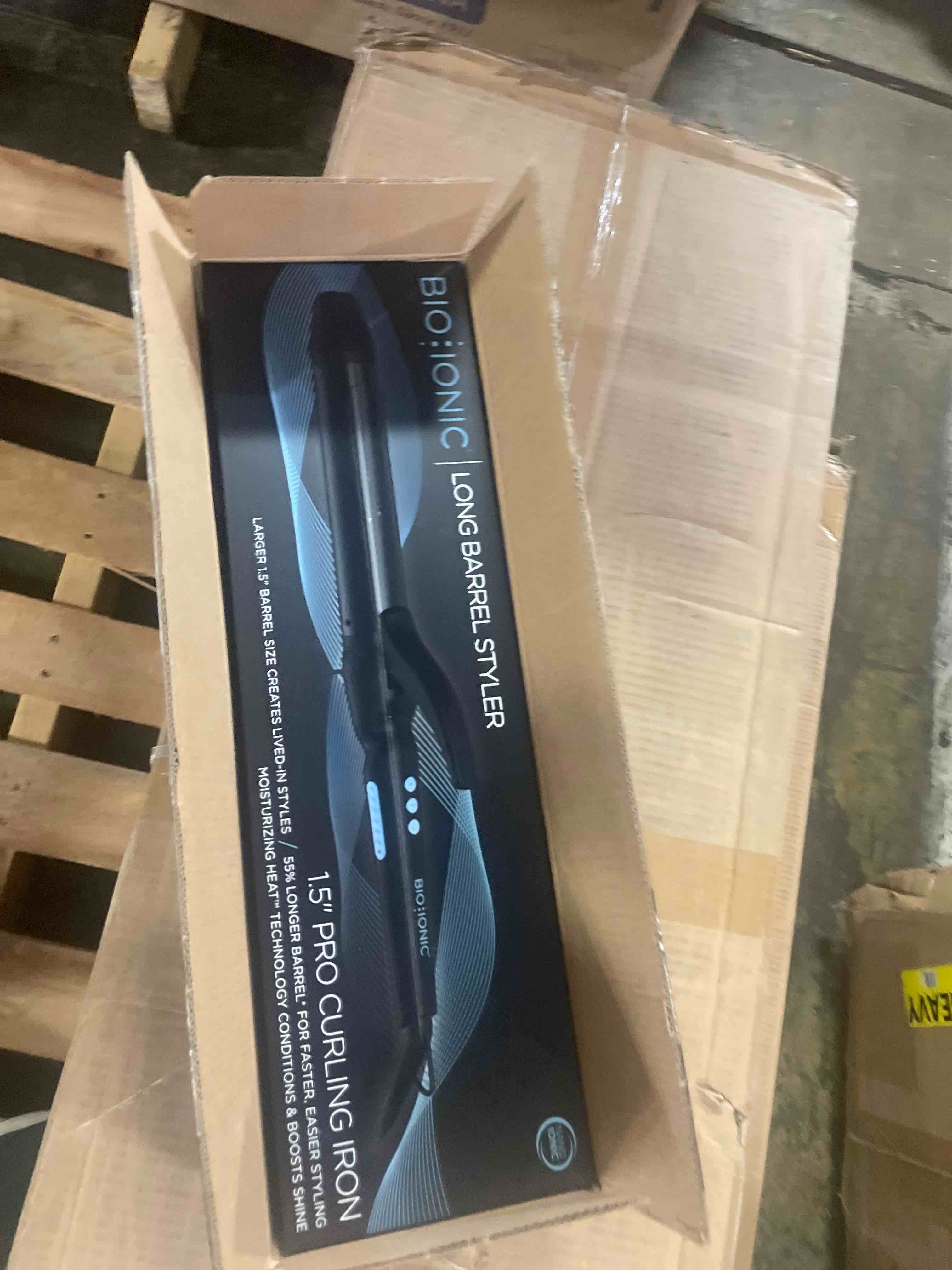 Condition photo showing New/Like New for bio ionic long barrel curling iron with moisture heat technology & nanoionic mx versatile curling wand - multiple barrel sizes for tight, classic, loose & soft curls 1 inch (classic curls) black