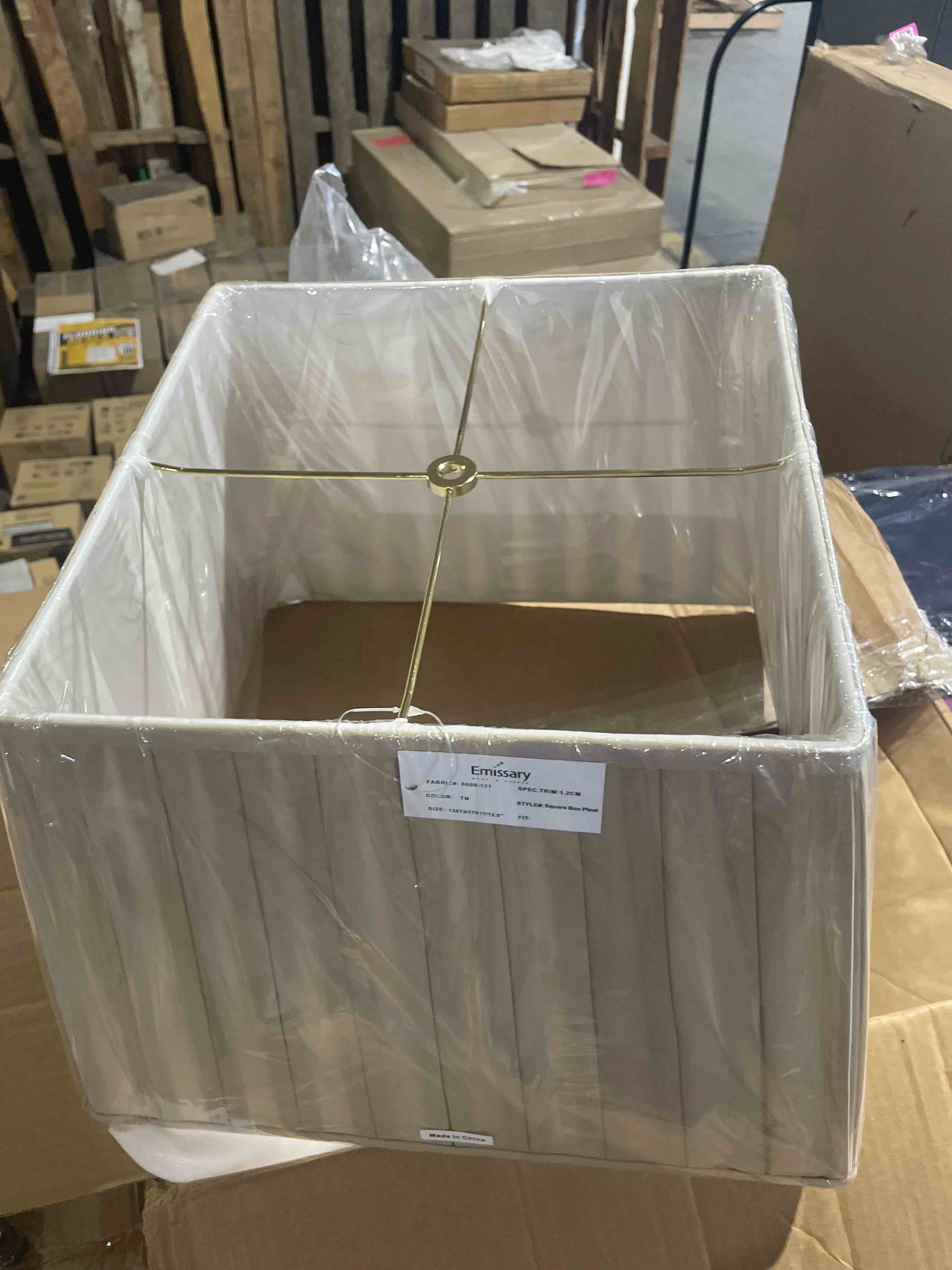 Condition photo showing New/Like New for royal designs, inc. bso-756-16bg rectangle softback lamp shade, (7x14) x (9x16) x 11, beige