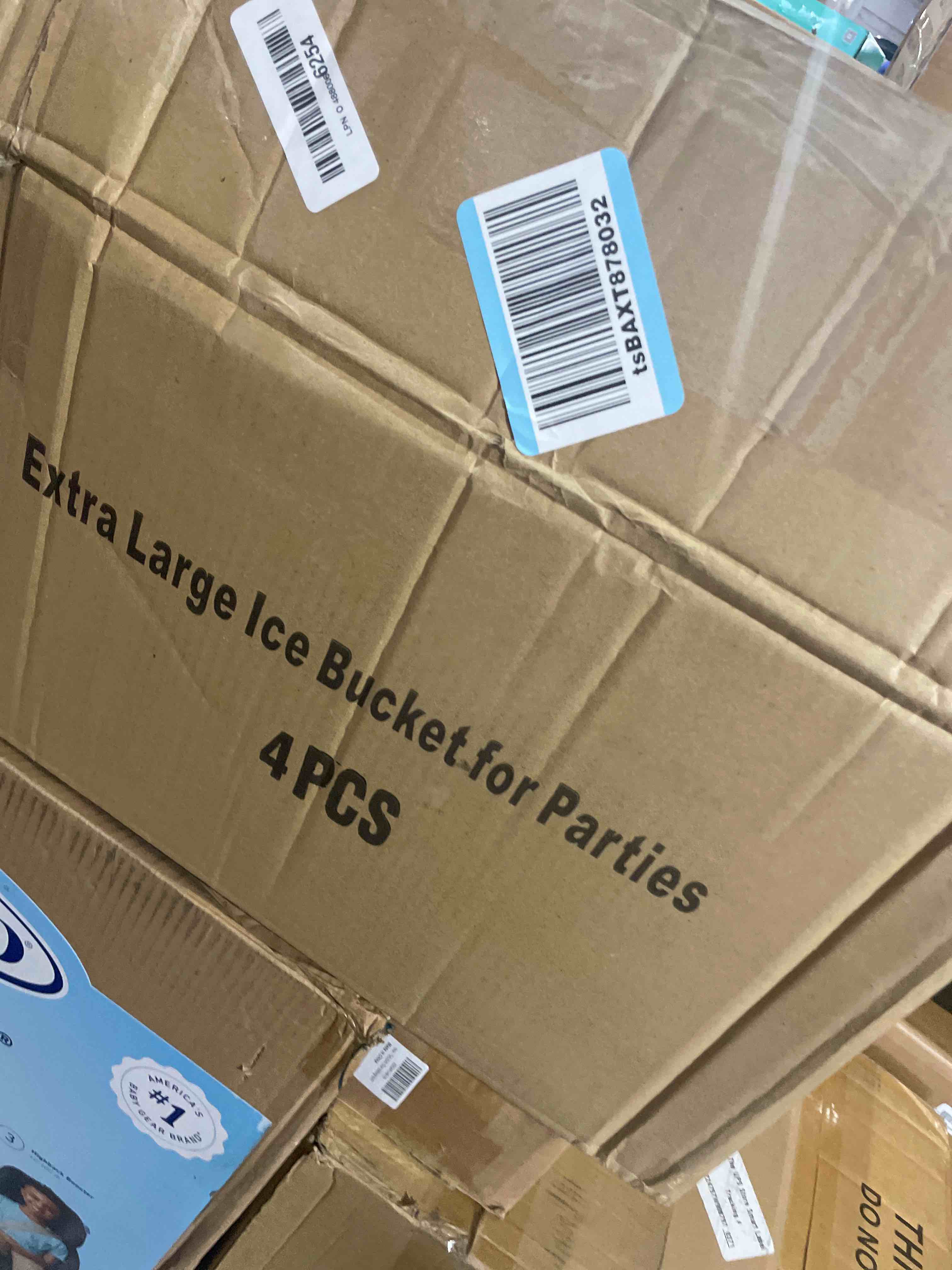 Condition photo showing New/Like New for emycool ice bucket, 5.5l large ice buckets for parties and freezer, plastic beverage tub for cocktail bar with scoops for wine, champagne, beer (4pcs)