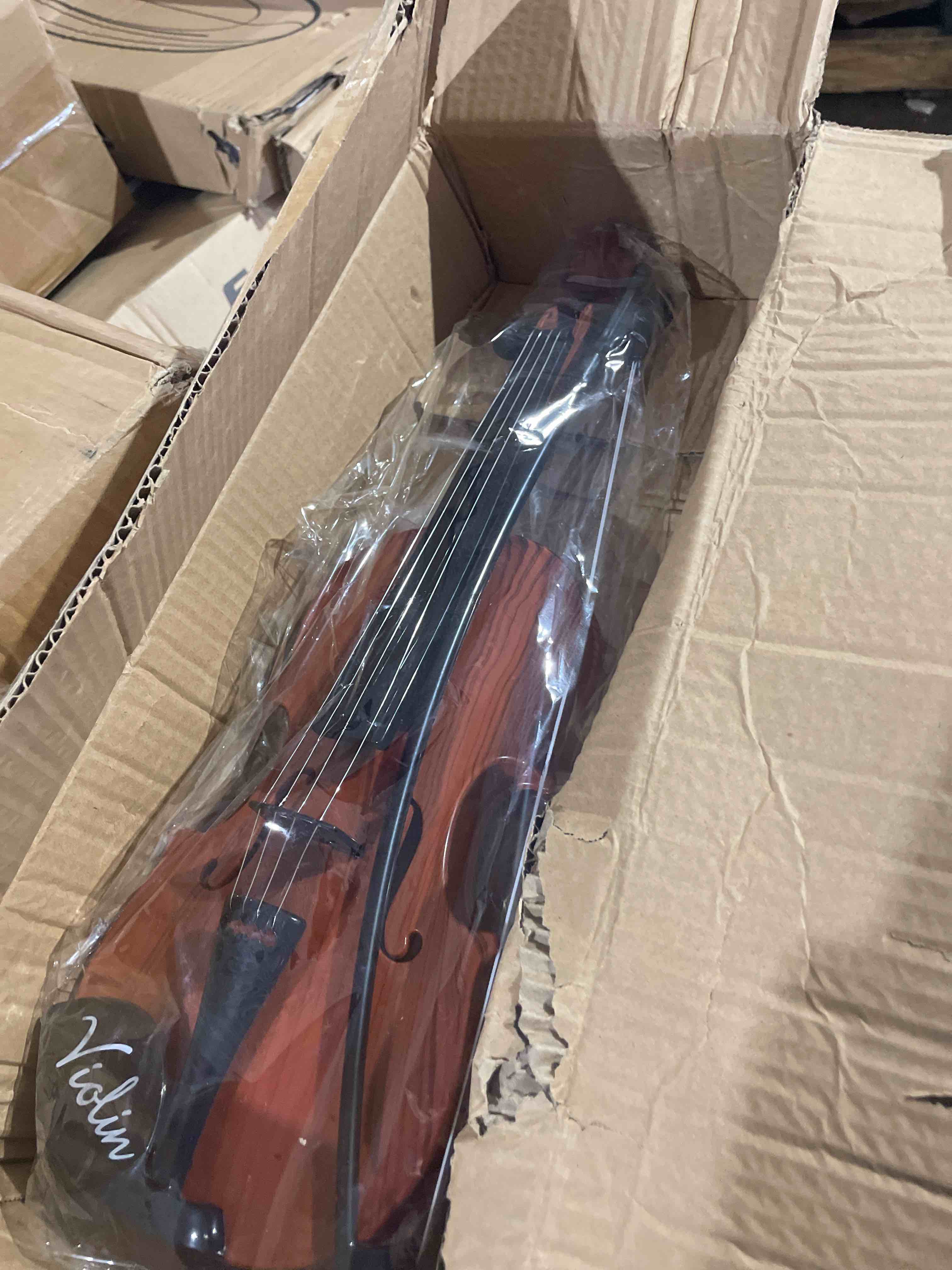 Condition photo showing New/Like New for kisangel adjustable violin toy for kids, 16.5inch plastic beginner violin plaything with 4 strings and bow, musical instrument toy for early learning decor