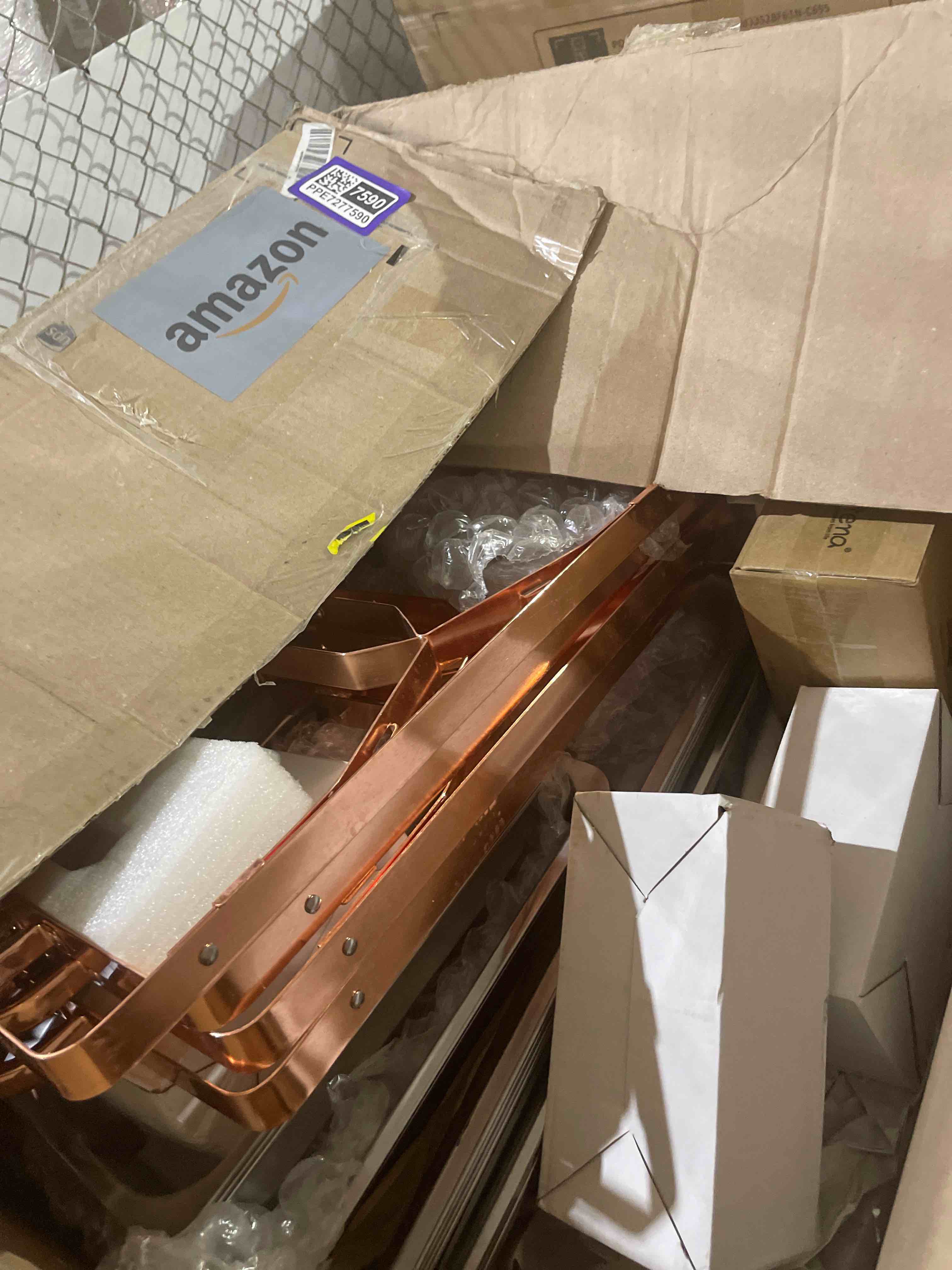 Condition photo showing Good Condition for nktolee rectangular rose gold chafing dishes for buffet set, 8qt, 4 pack | [full rose gold finish] buffet servers and warmers, full-size pans and folding stands for weddings, parties and catering