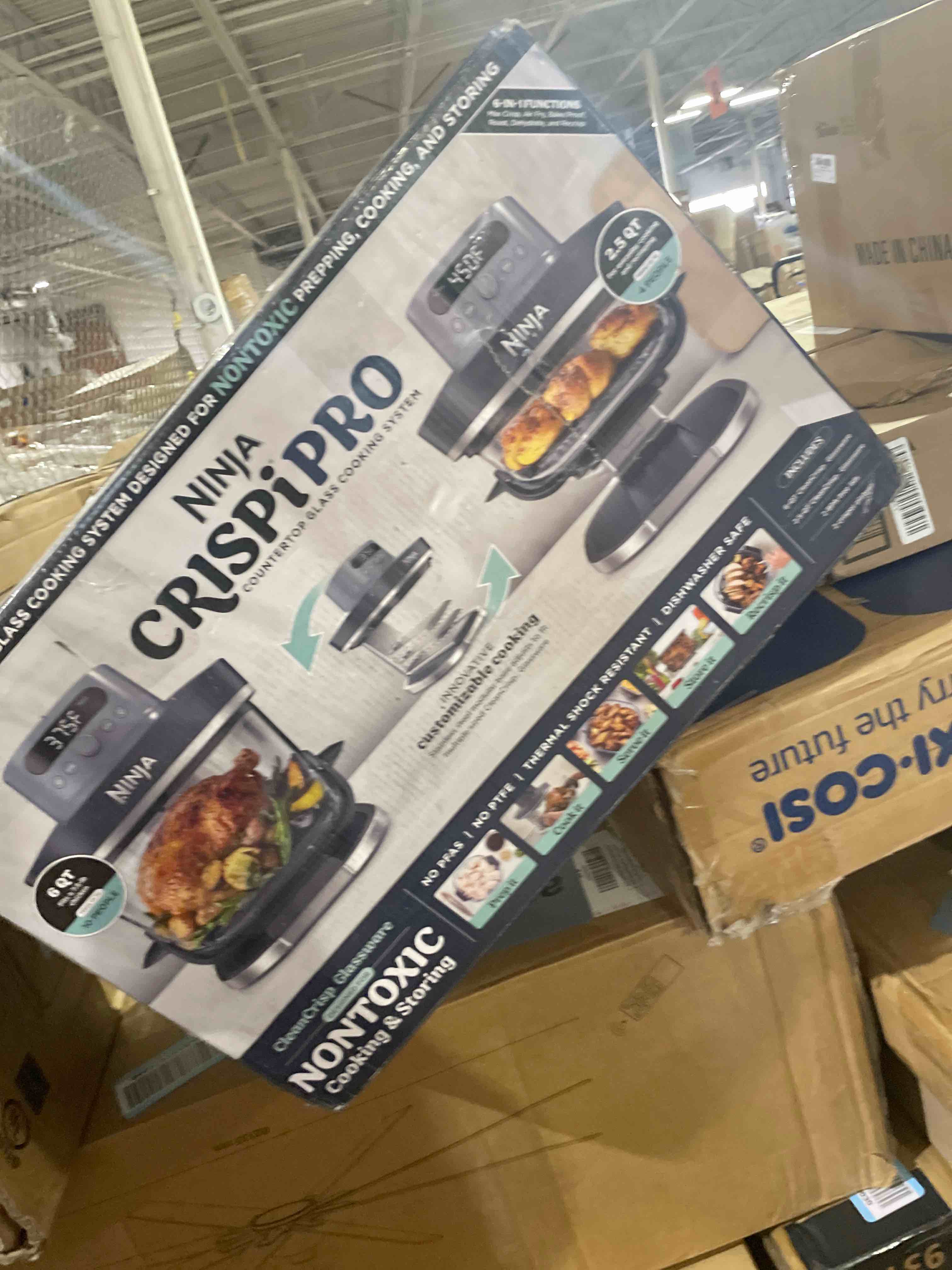Condition photo showing Good Condition for ninja crispi pro 6-in-1 glass air fryer | with nontoxic, 6qt & 2.5qt containers & lids | microwave, freezer, dishwasher safe | 450°f max temp | 1800 watt | cyberspace | as101cy
