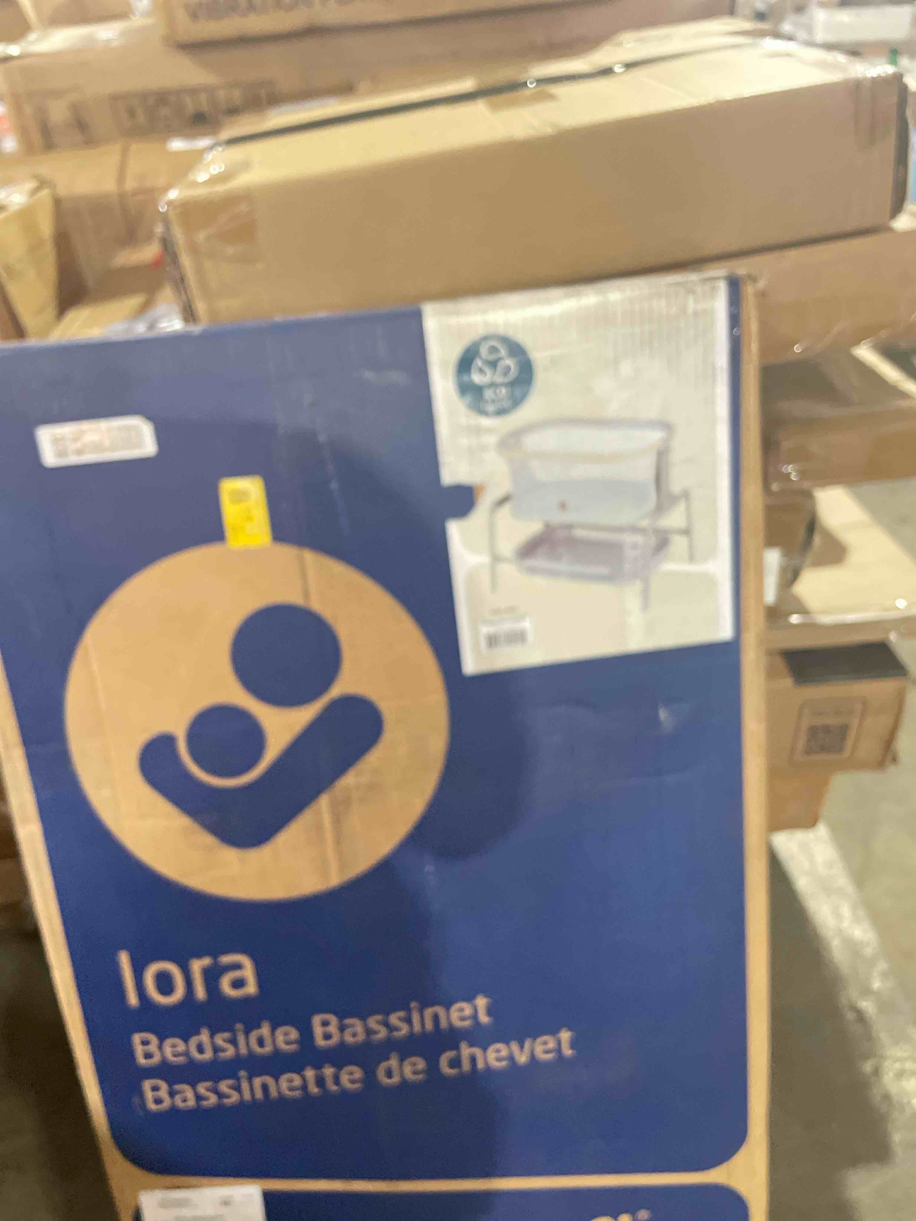 Condition photo showing New/Like New for maxi-cosi iora baby bassinets bedside sleeper, portable bassinet, infant bedside sleeper crib, height adjustable, breathable mesh, large storage basket, classic slate