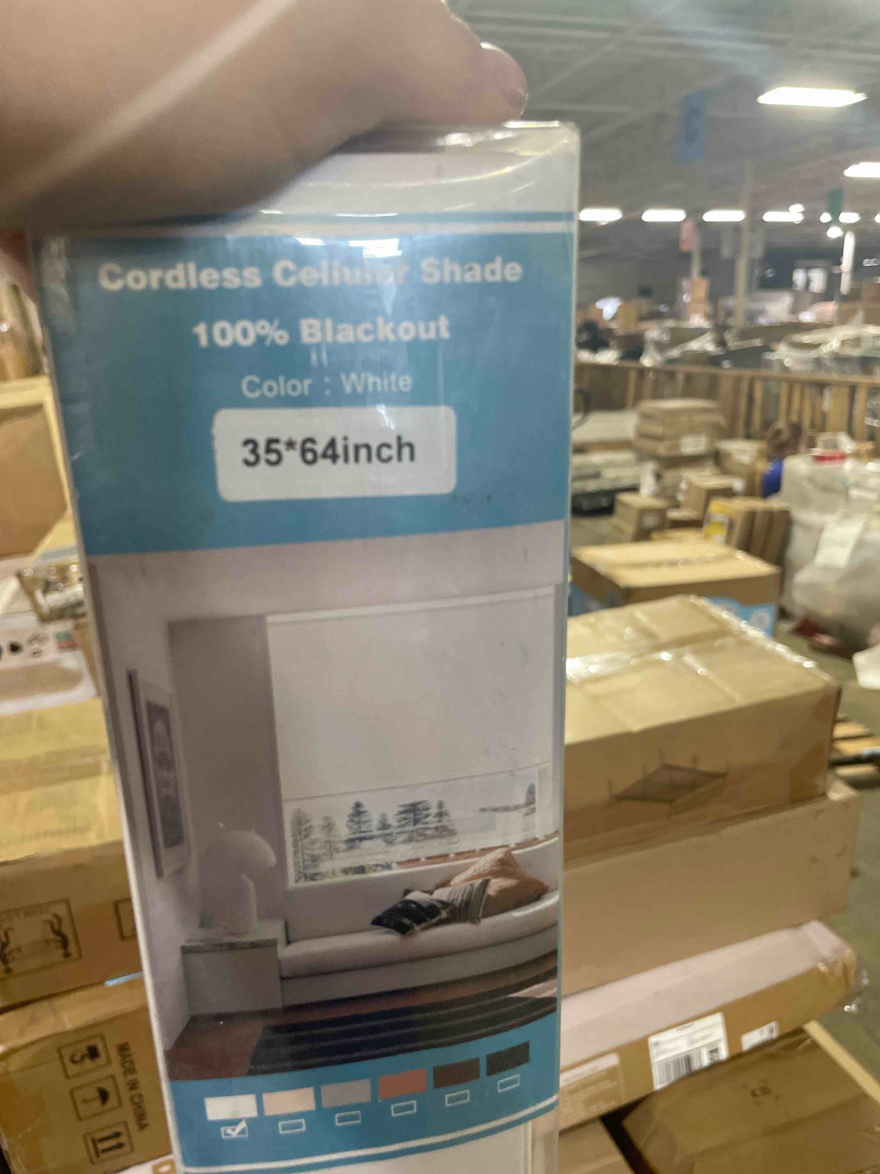 Condition photo showing New/Like New for myshade blackout cordless cellular shades honeycomb shade for indoor windows room darkening blinds for bedroom pull down window shades easy to install 35 inch wide, 48h pleated shade white white 35"w x 48"h