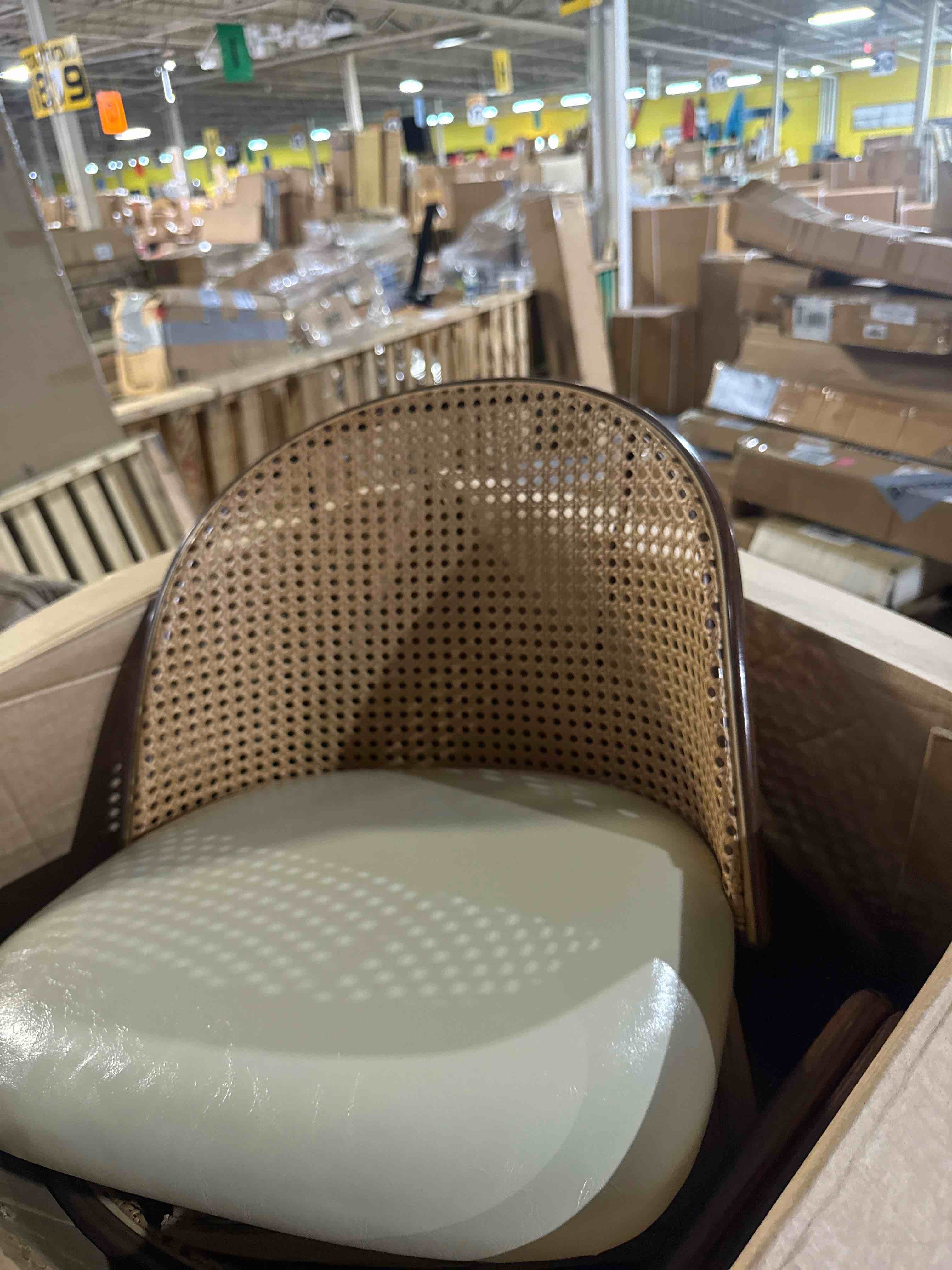 Condition photo showing Good Condition for gowe wicker brown dining chair, double-seater set, modern dining chair, kitchen bohemian style medieval-style soft beige sponge seat cushion