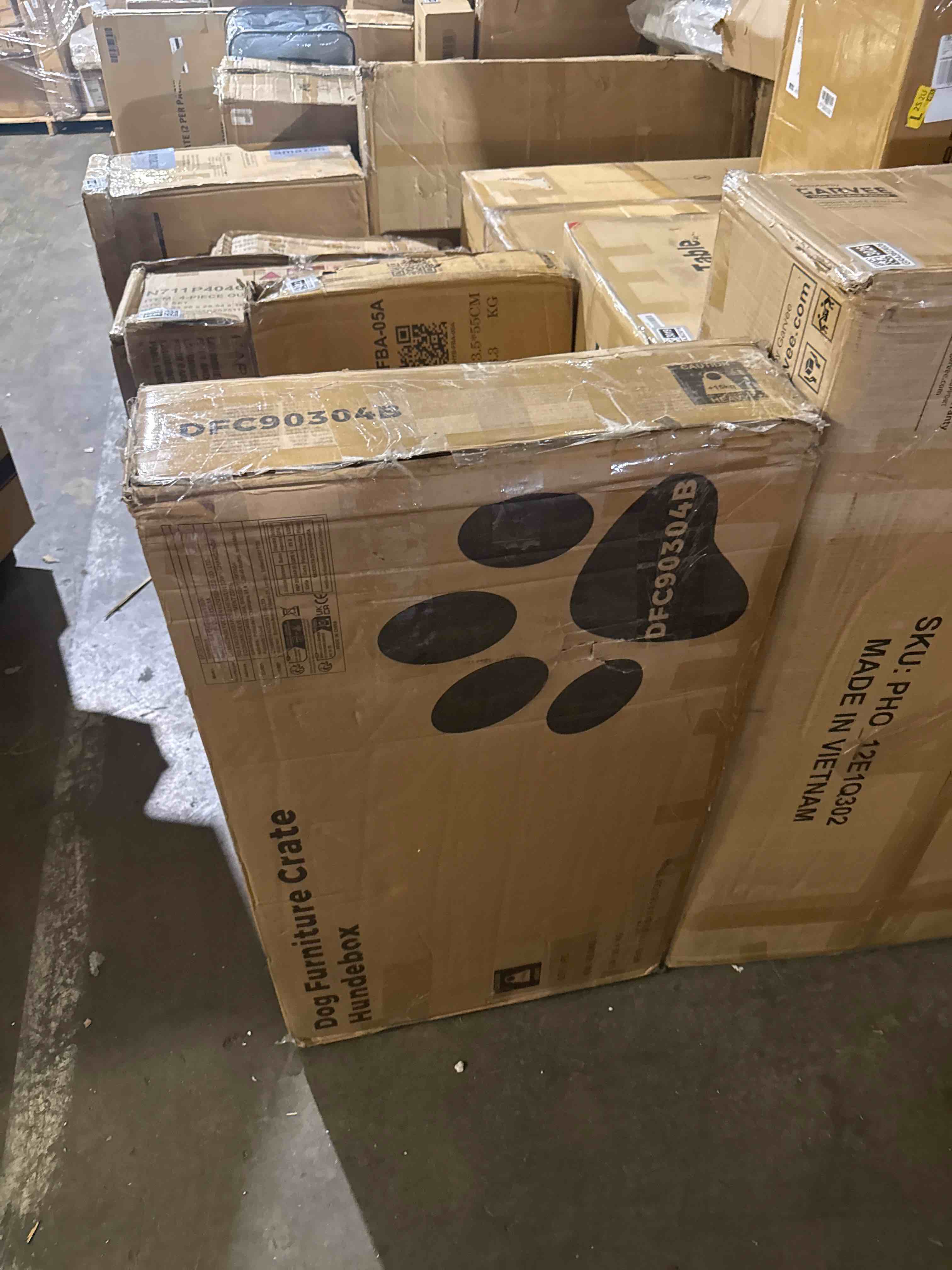 Condition photo showing New/Like New for hzuaneri 39.4'' large dog crate furniture with 2 storage drawers, heavy duty dog kennel indoor with charging station, wooden dog cage end table kennel for medium/large dogs, black dfc84204b