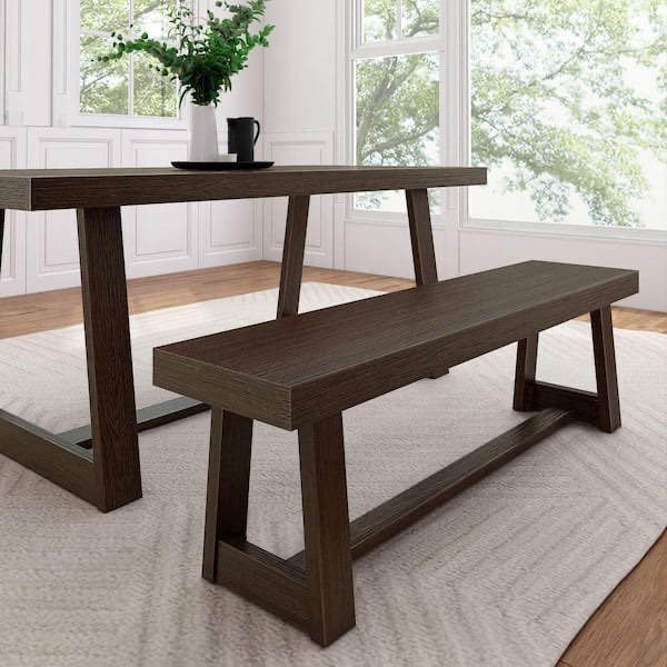 farmhouse 60 in. walnut wirebrush dining bench