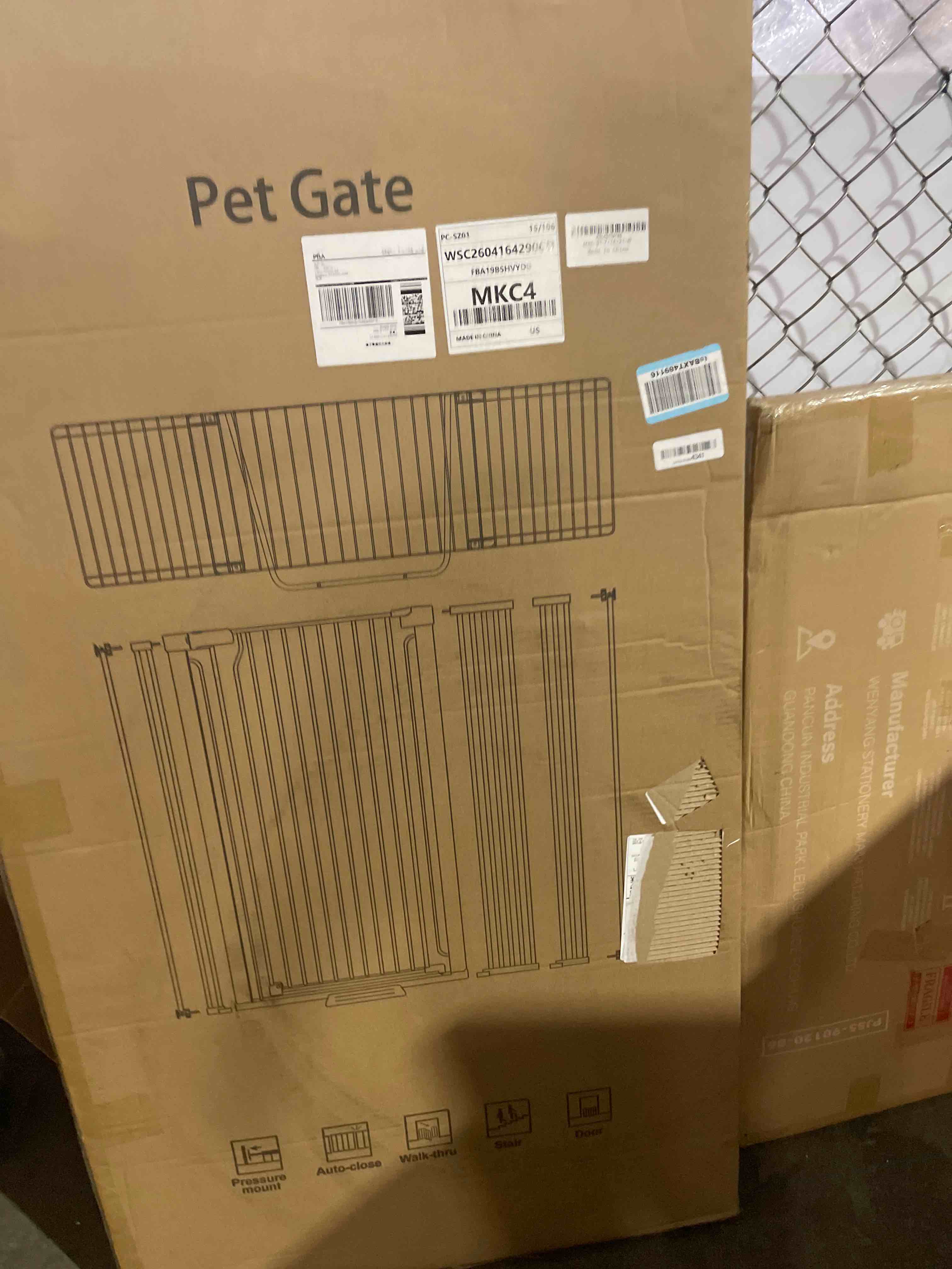 Condition photo showing New/Like New for 51" extra tall cat gate 30"-49.27" wide, auto close, pressure mounted, for cats & small dogs, hallway, stairs, kitchen, not baby gate,white