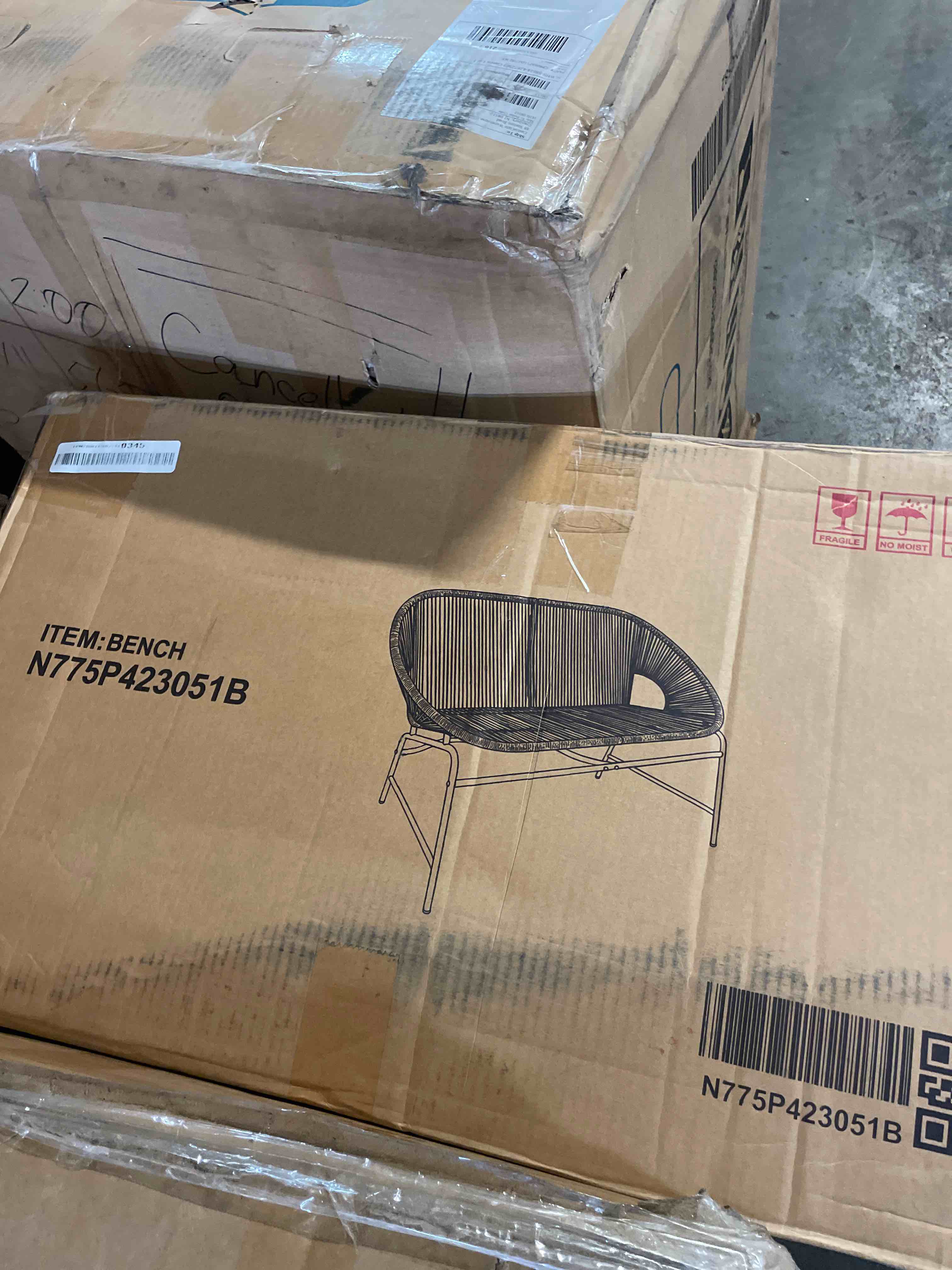 Condition photo showing New/Like New for wicker loveseat with pe rattan & iron frame,black | weather-resistant, comfortable, stylish outdoor loveseat