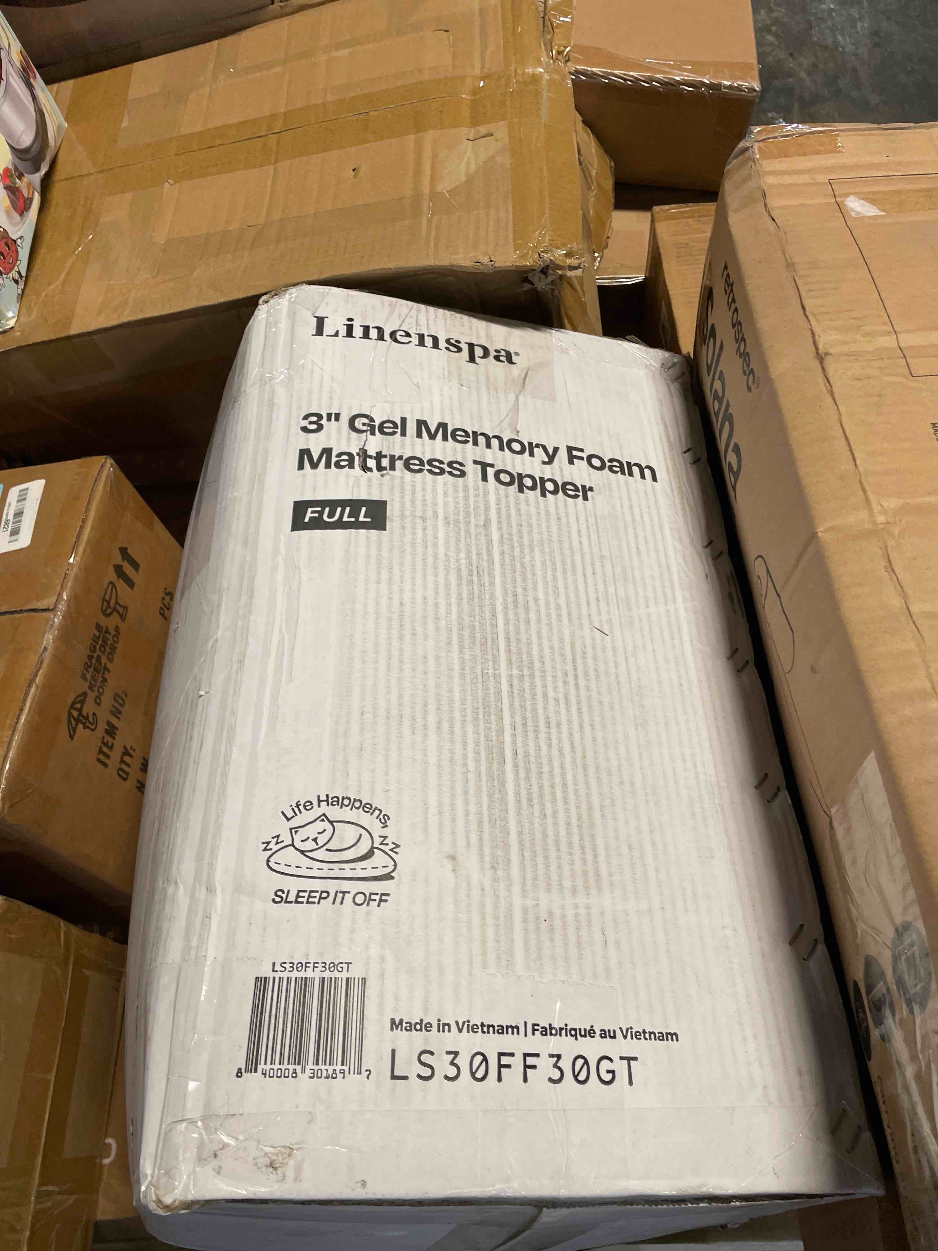 Condition photo showing New/Like New for linenspa memory foam mattress topper, full size - 3 inch gel infused memory foam - plush feel - cooling and pressure relieving - certipur certified full 3 inch classic gel
