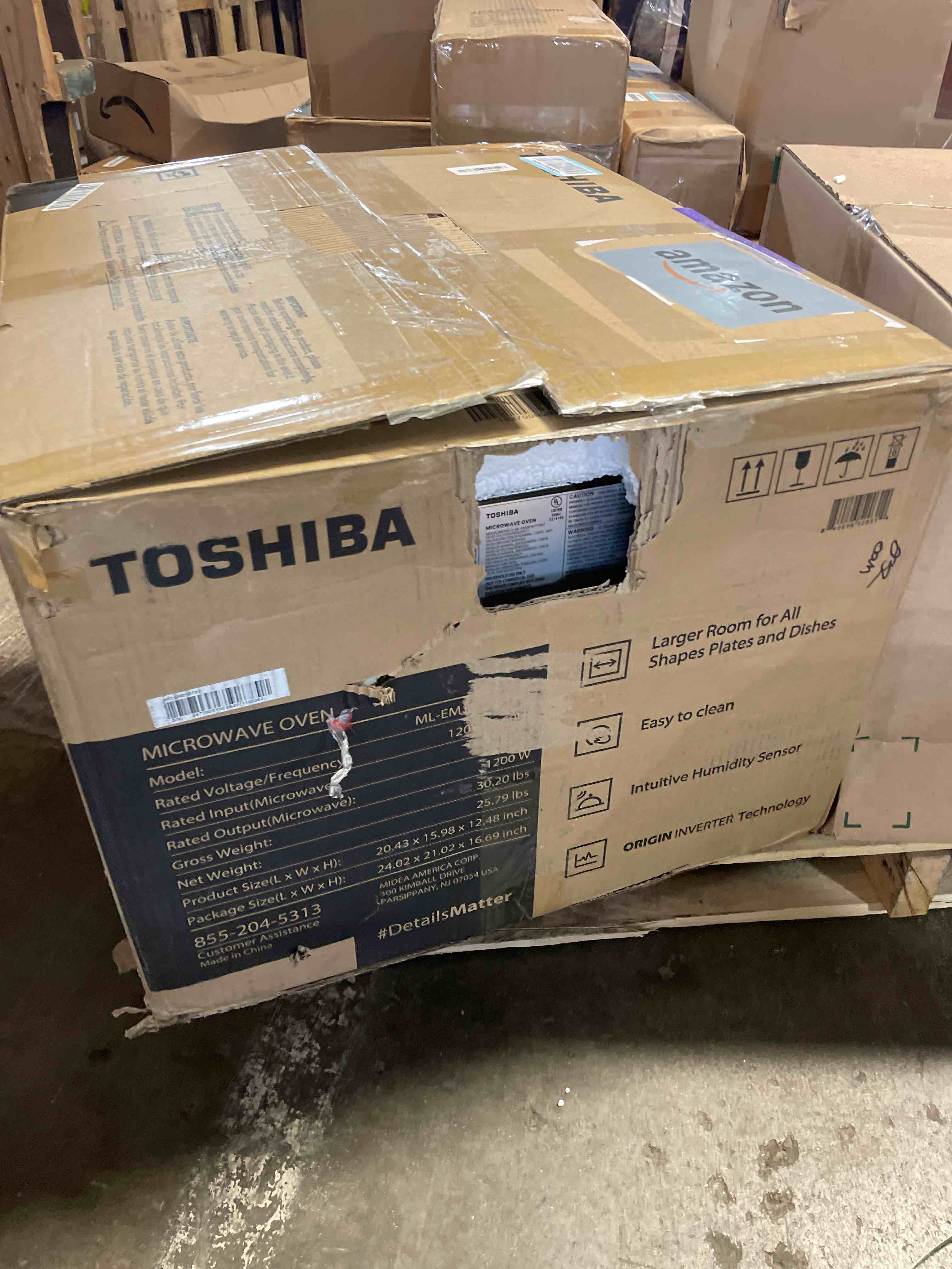 Condition photo showing Good Condition for toshiba flatbed microwave oven with inverter technology, 1.3 cu.ft, 1200w | inverter microwave, smart sensor, mute function, no turntable, countertop, black stainless steel,