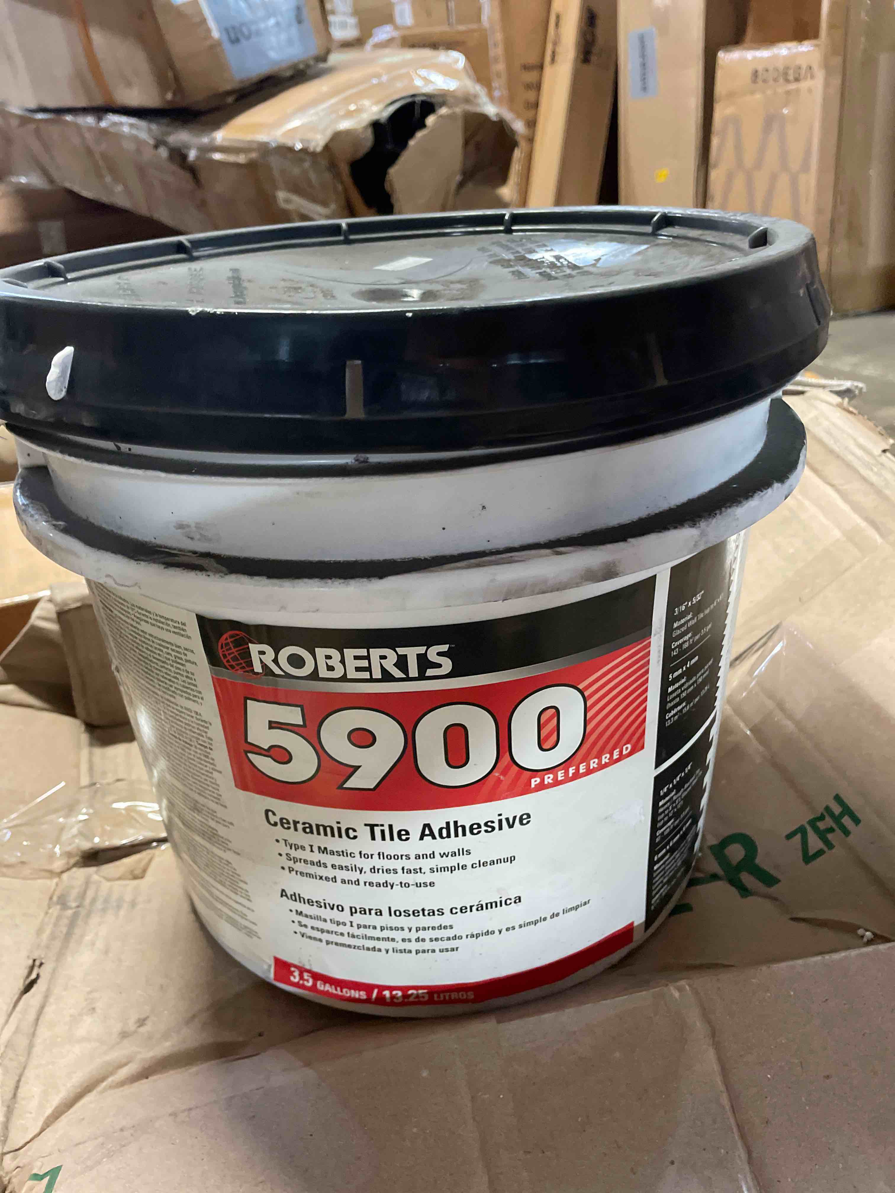 Condition photo showing New/Like New for roberts 5900-3.5g ceramic tile adhesive, 3.5 gallon