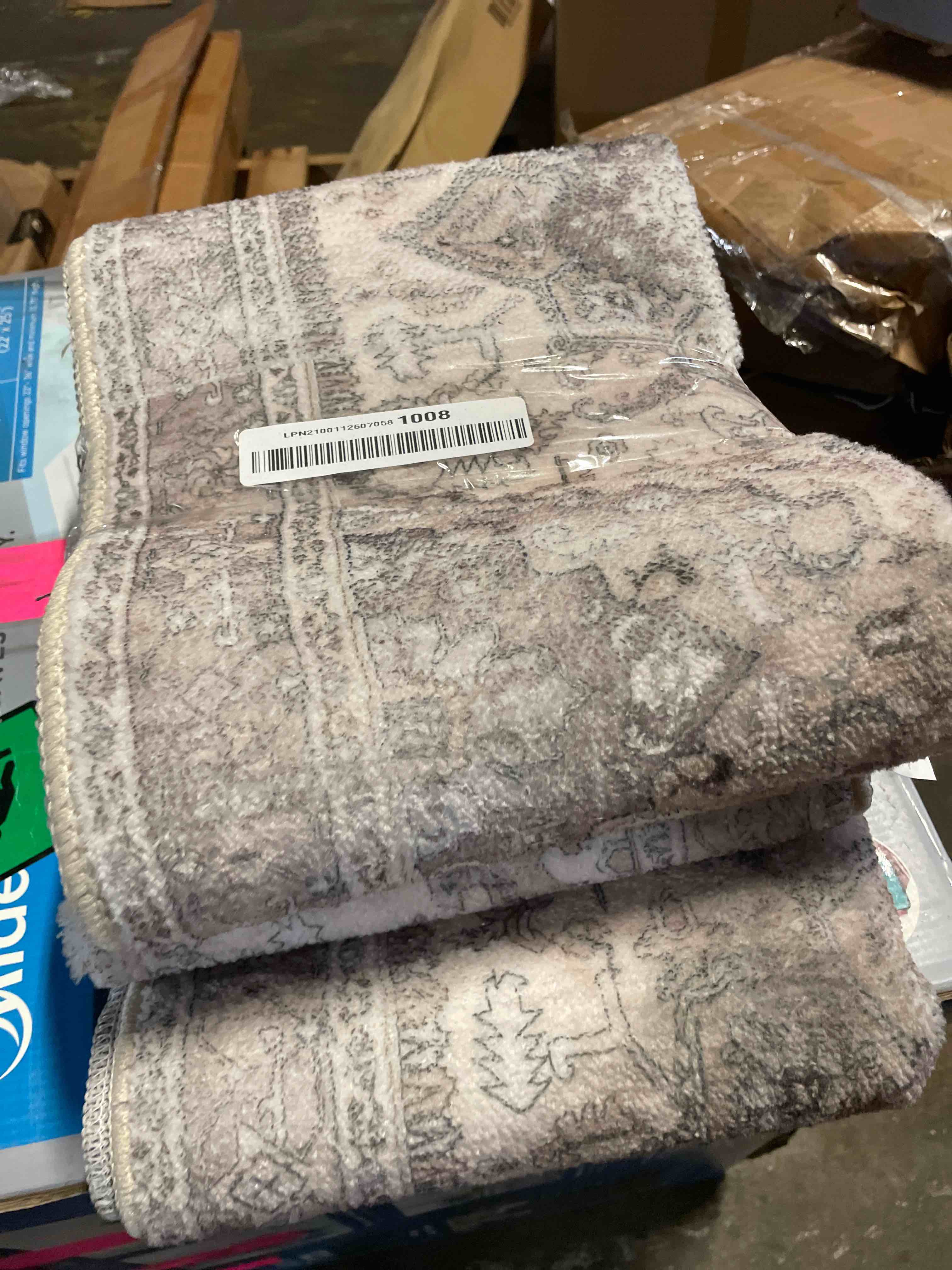 Condition photo showing Good Condition for granny says boho kitchen rug sets of 3, non slip washable faux wool kitchen mats for floor, thick soft anti-fatigue comfort standing mat runner rugs for hallway laundry room, beige