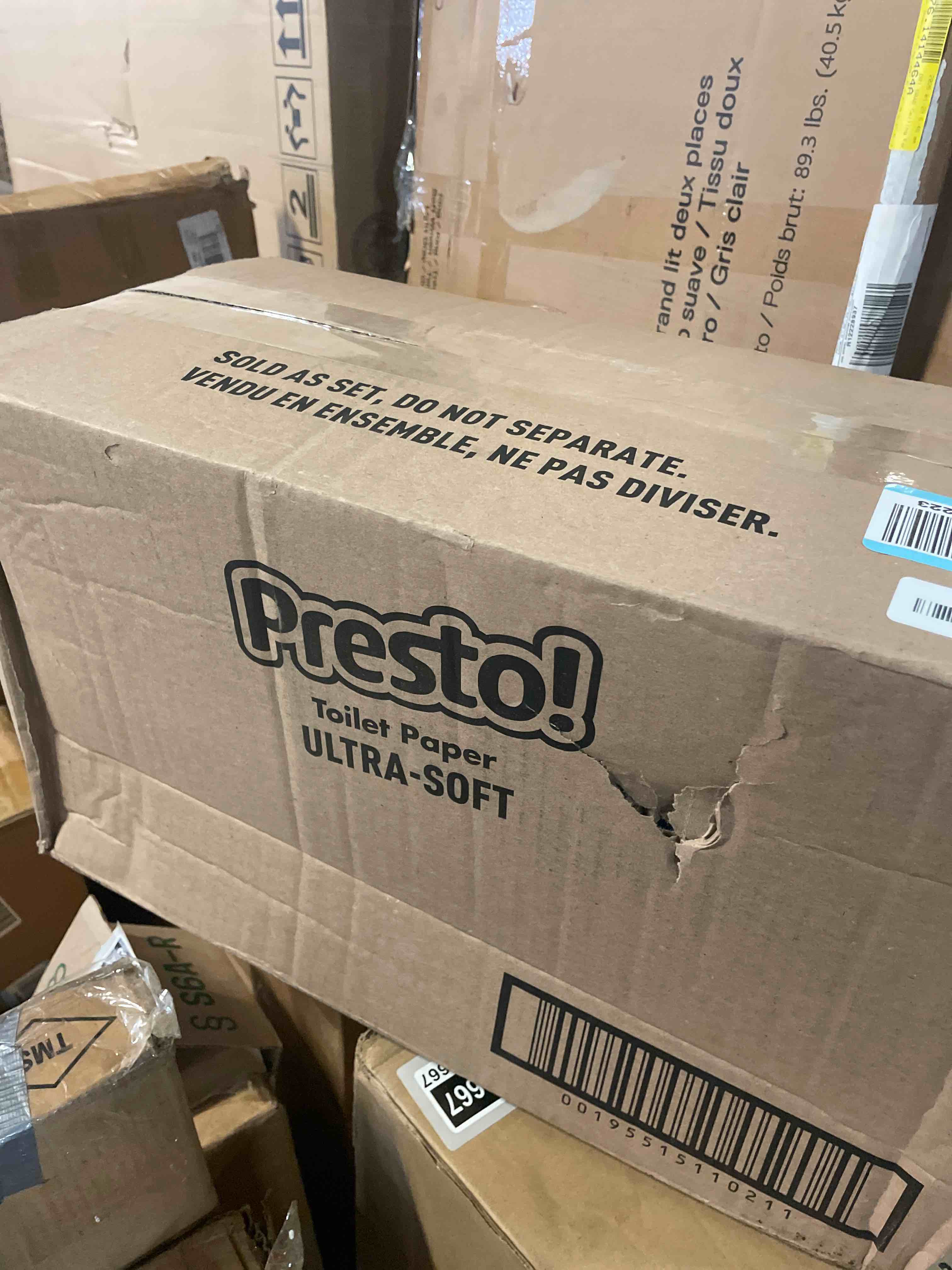Condition photo showing New/Like New for amazon brand - presto! 2-ply ultra-soft toilet paper, 24 family mega rolls = 120 regular rolls, 6 count (pack of 4), unscented 313 sheet (pack of 24)