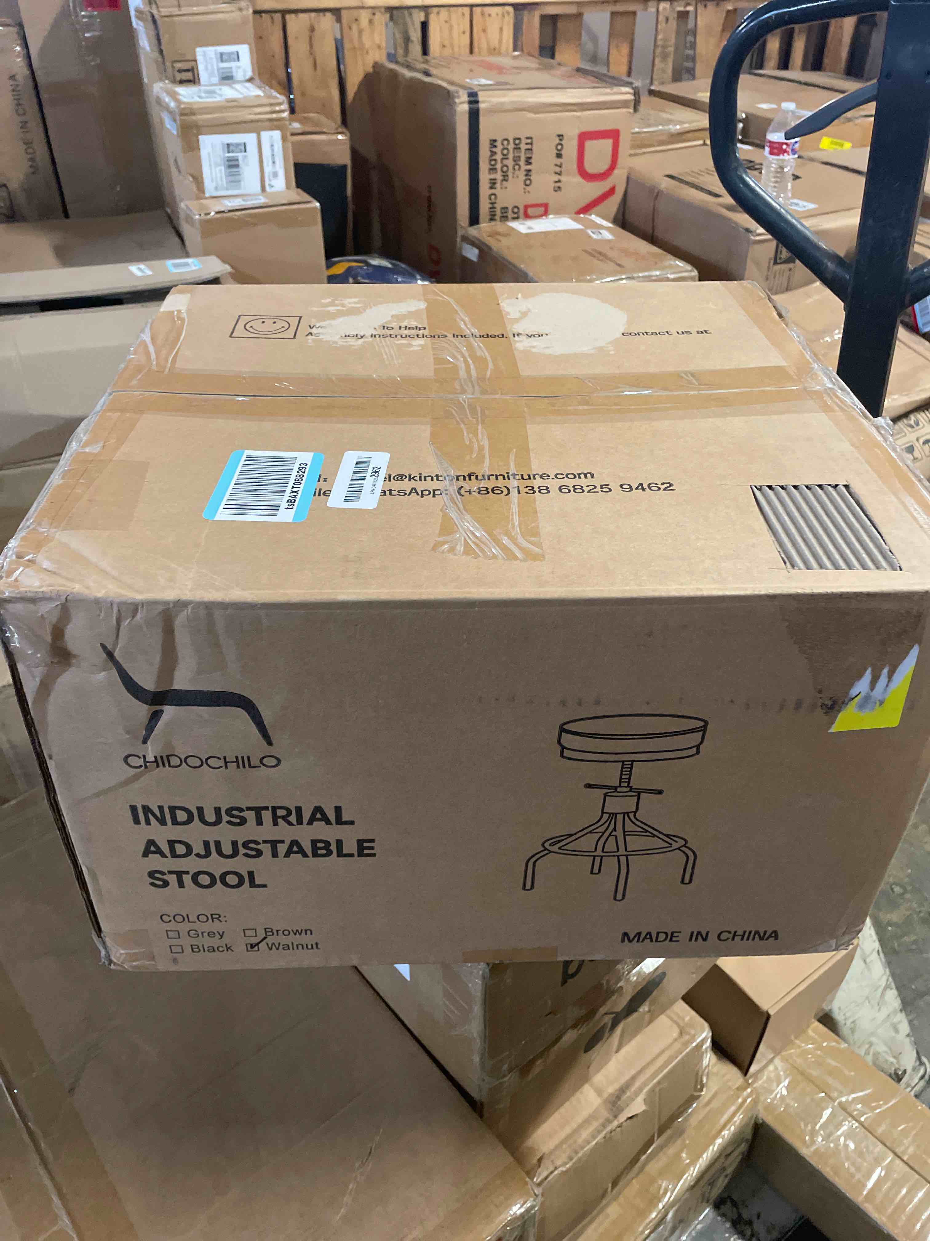 Condition photo showing New/Like New for industrial barstools set of 2 adjustable swivel round bar stools 28inch | modern pu leather backless counter height stool metal bar chair for kitchen island (d017-walnut-2)