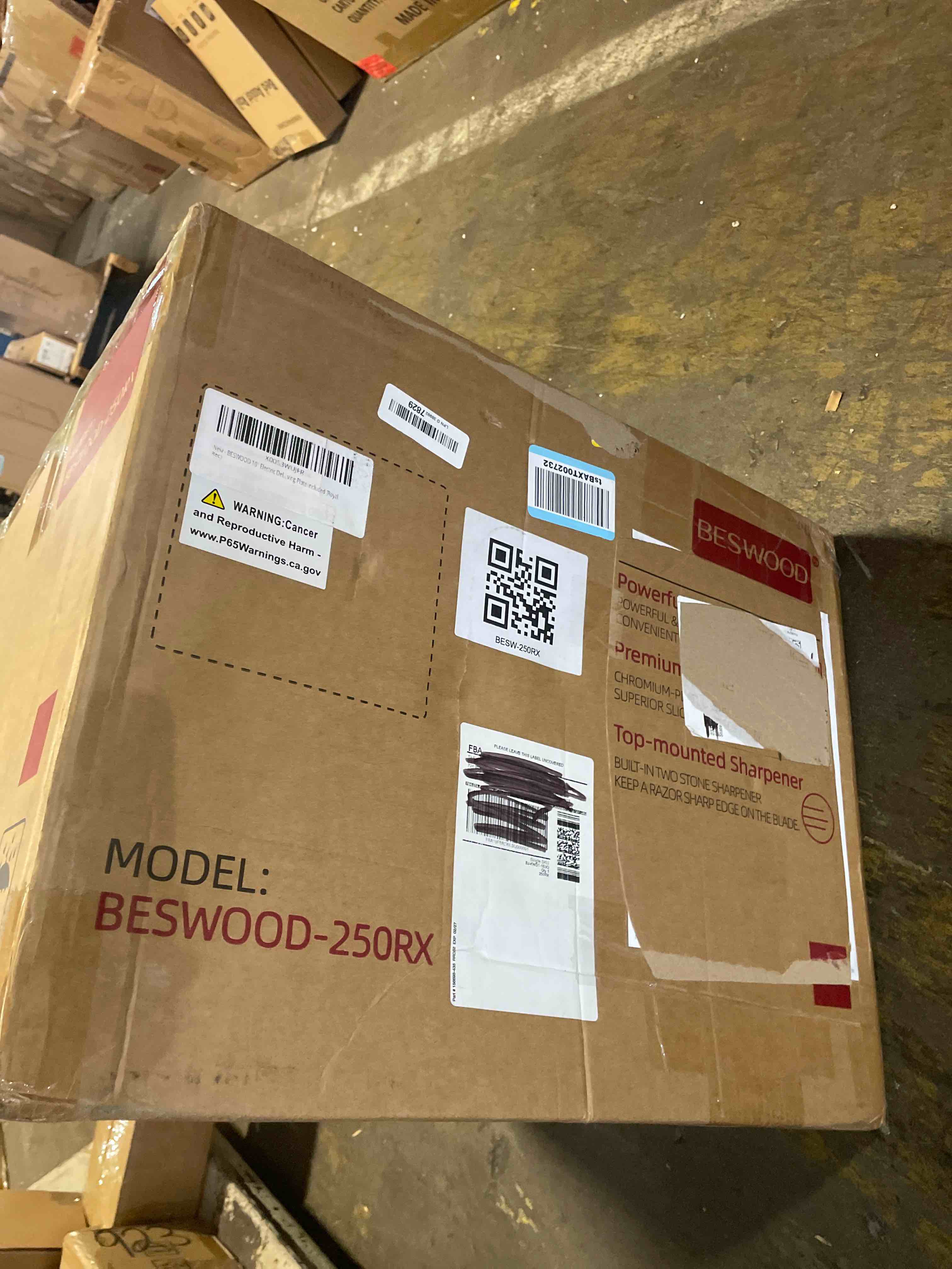 Condition photo showing New/Like New for beswood 10" electric deli meat slicer, cheese food slicer with premium chromium-plated steel blade, for home and commercial use, 240w, serving plate included (royal red)