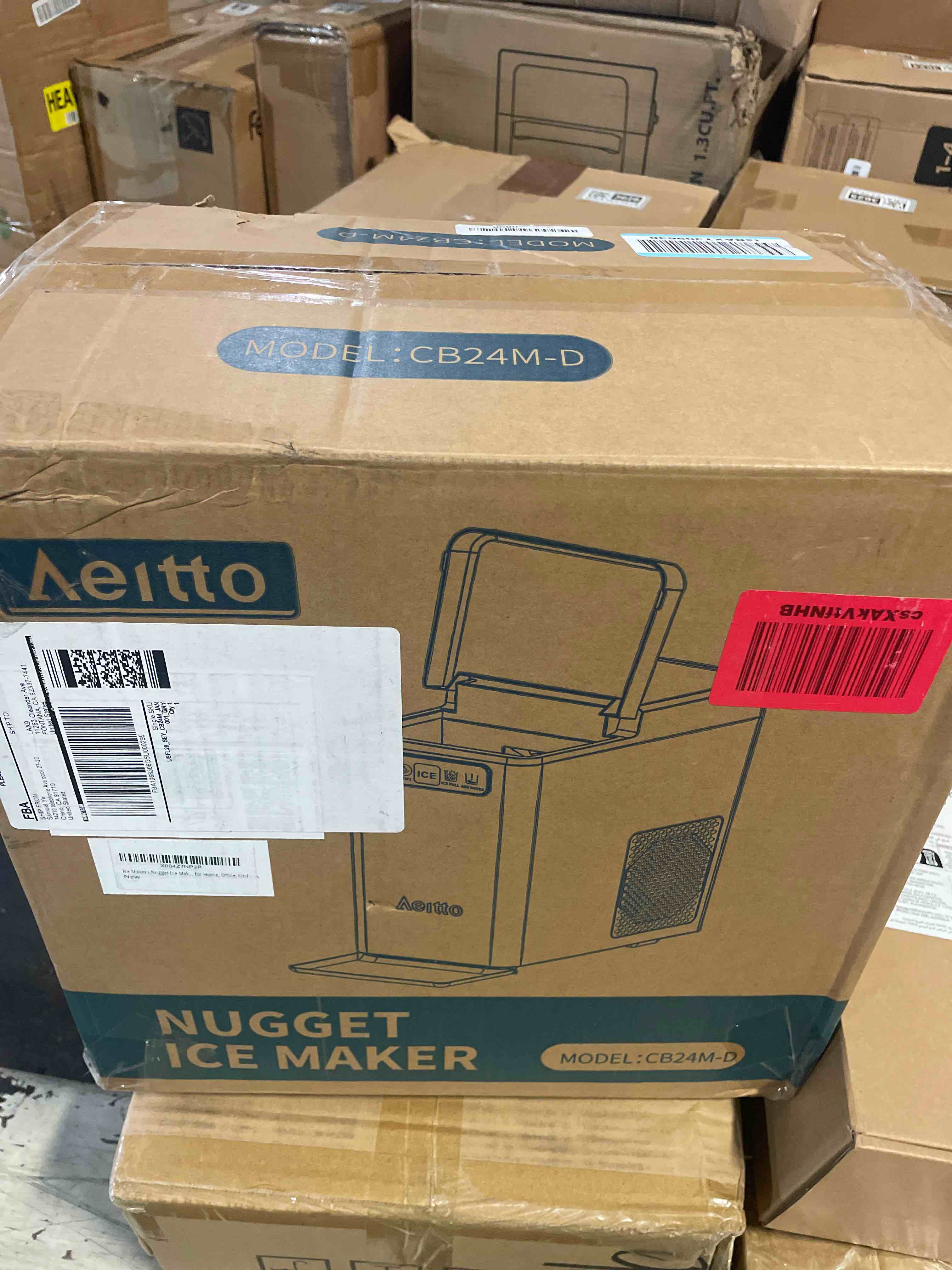 Condition photo showing As Is for aeitto nugget ice maker countertop, pellet ice machine soft chewable ice 40lbs/day, one-click operation, auto self-cleaning crushed ice makers stainless with scoop for home/kitchen/office (grey) 40lbs stainless grey 1