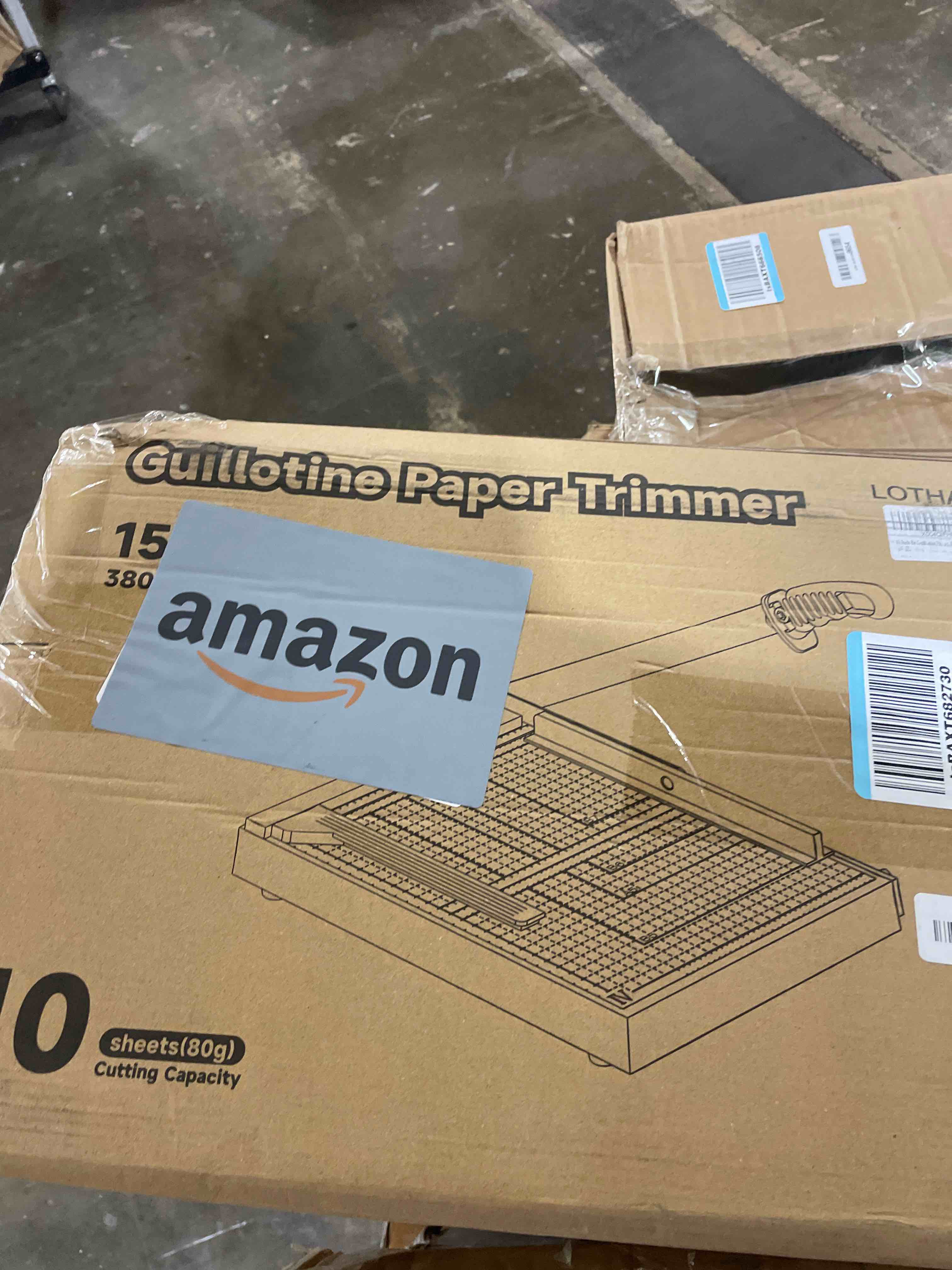 Condition photo showing New/Like New for 15 inch guillotine paper cutter, lothanek heavy duty metal base cutting machine b4 paper trimmer with guide ruler, cutting 15 sheets for commercial home office style 2