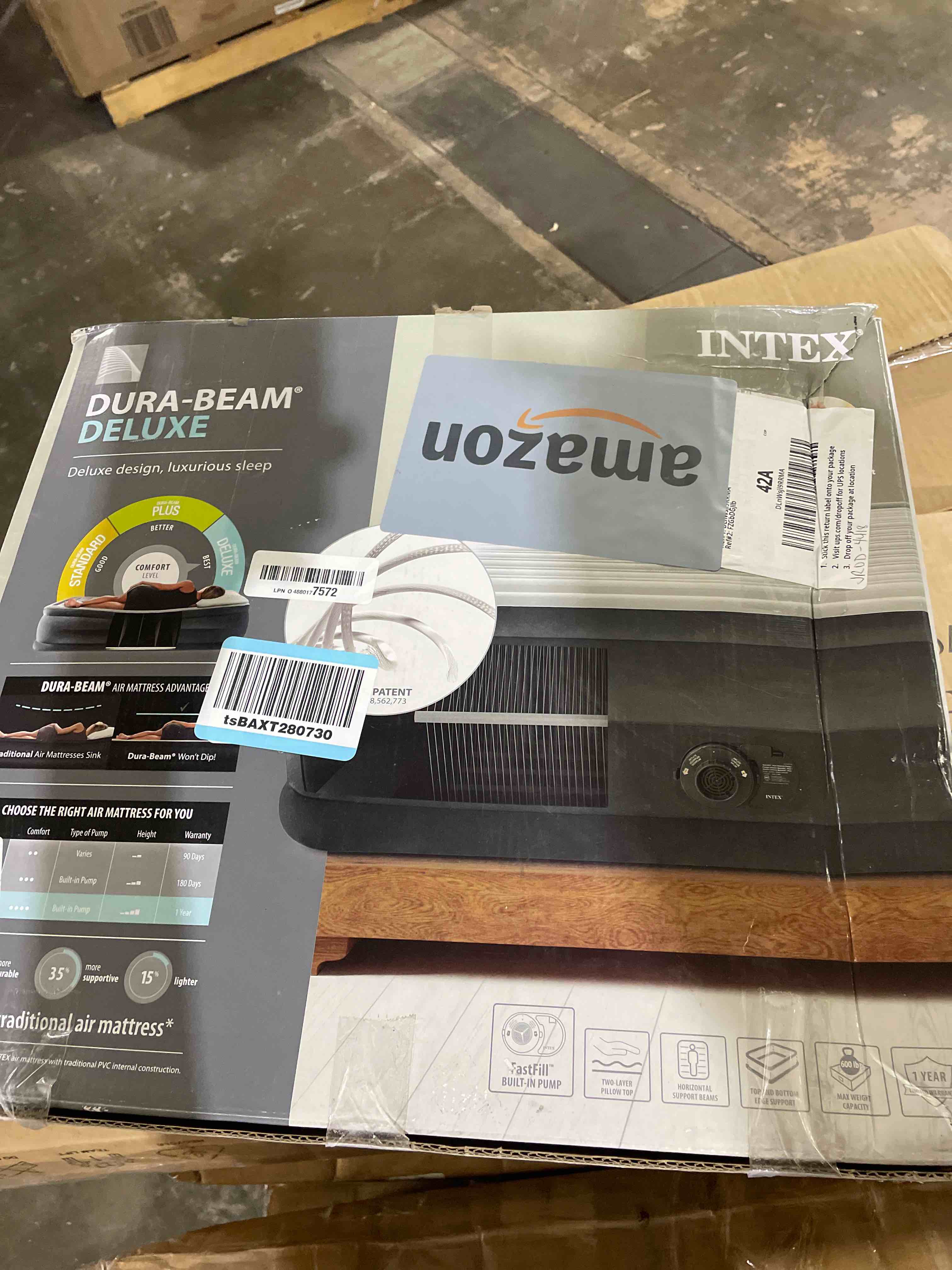Condition photo showing Good Condition for intex 64417ed 22in queen dura-beam comfort plush high-rise inflatable air mattress with built in pump for travel and camping, 600lb weight capacity 22" grey queen