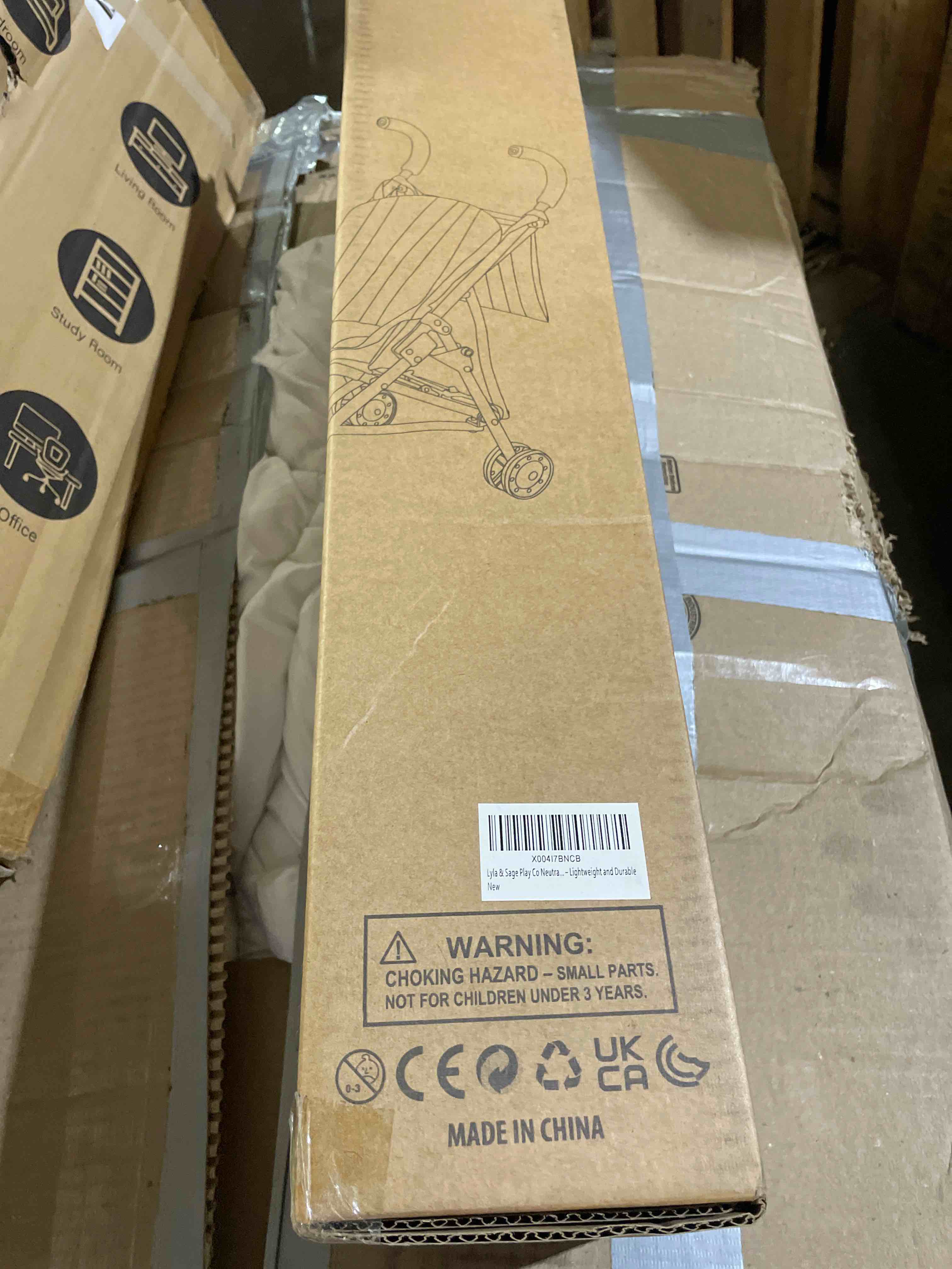Condition photo showing New/Like New for doll stroller – neutral color lightweight & flexible stroller - baby doll stroller for kids 3+ - chic floral print - 22" (beige/white)