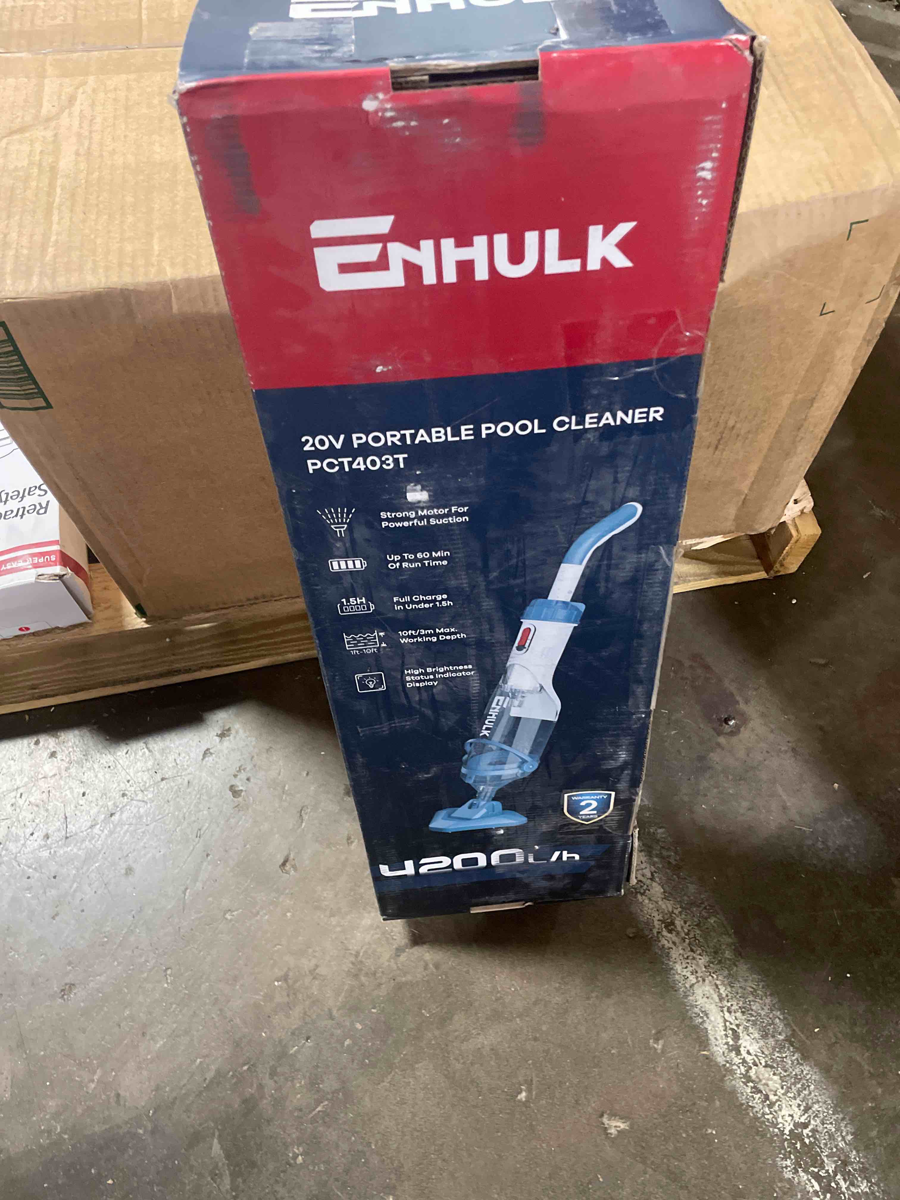 Condition photo showing Good Condition for pool vacuum for above ground pool with a telescopic pole, running time up to 1h, handheld rechargeable pool cleaner with powerful suction up to 18.5 gallons/min, ideal for leaves & debris, pc10 (used)