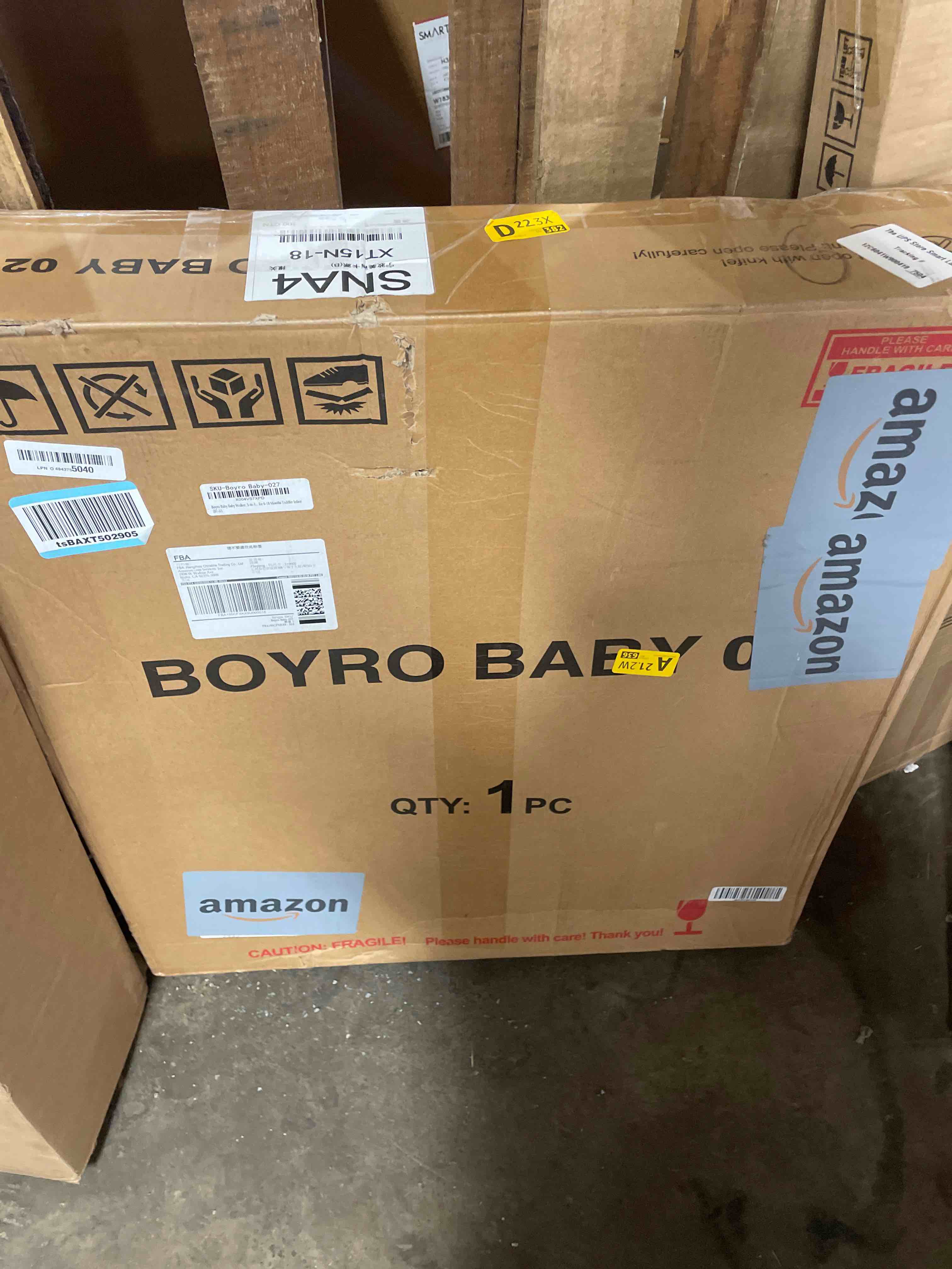 Condition photo showing Good Condition for boyro baby 5-in-1 baby walker, baby walkers for boys girls 6-12 months, foldable activity walker, toddler infant walker with bouncer, adjustable height, removable footrest, feeding tray, music a-pink
