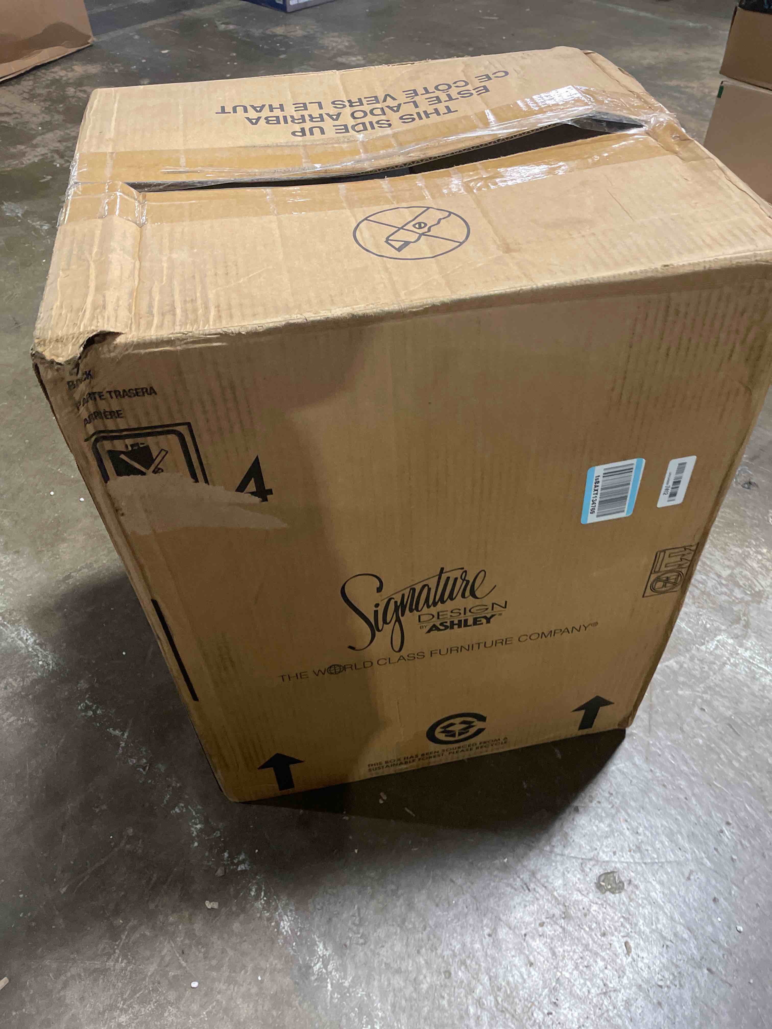 Condition photo showing New/Like New for signature design by ashley belachime contemporary two drawer nightstand, black
