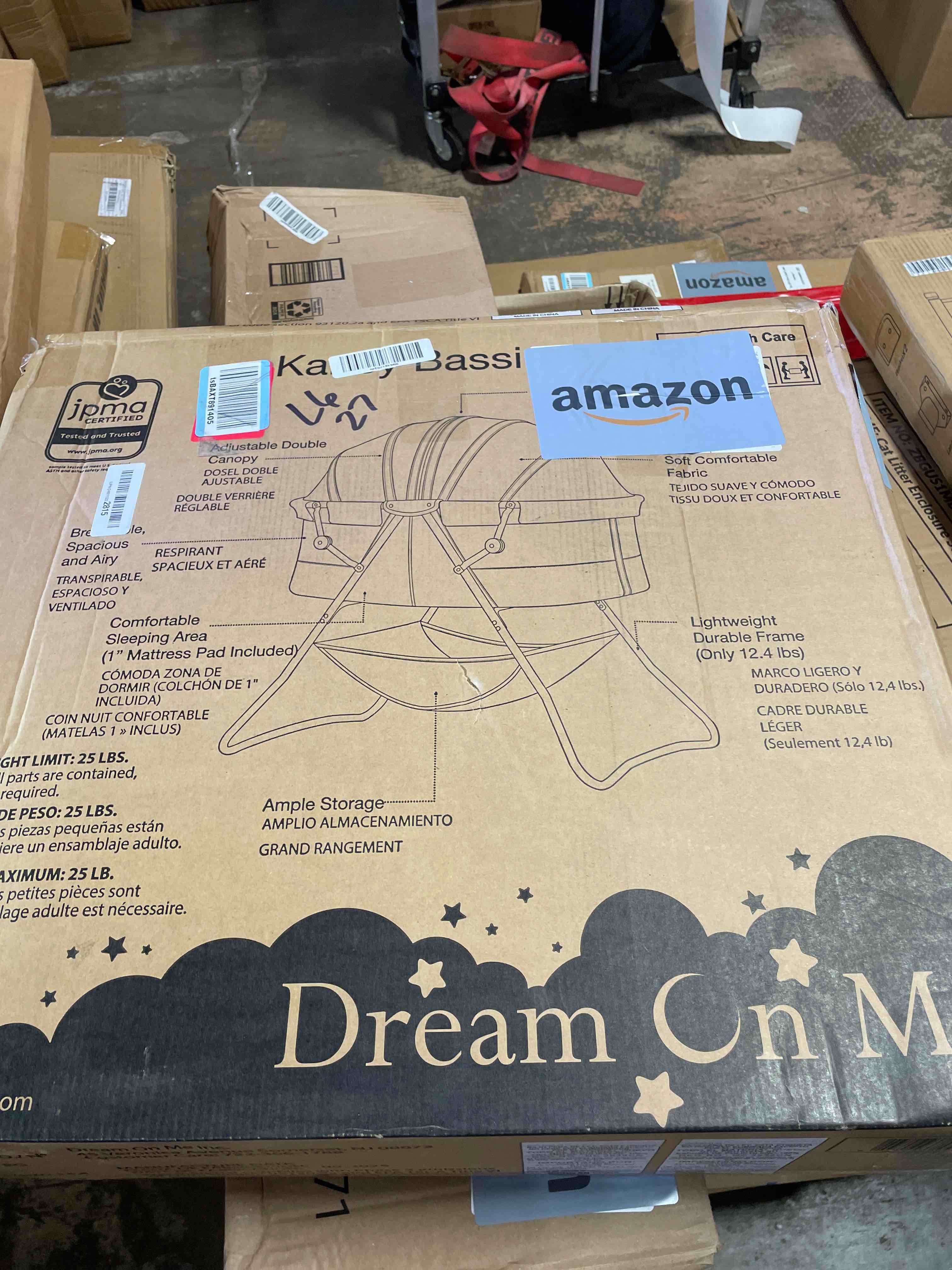 Condition photo showing New/Like New for dream on me karley bassinet  blue and grey