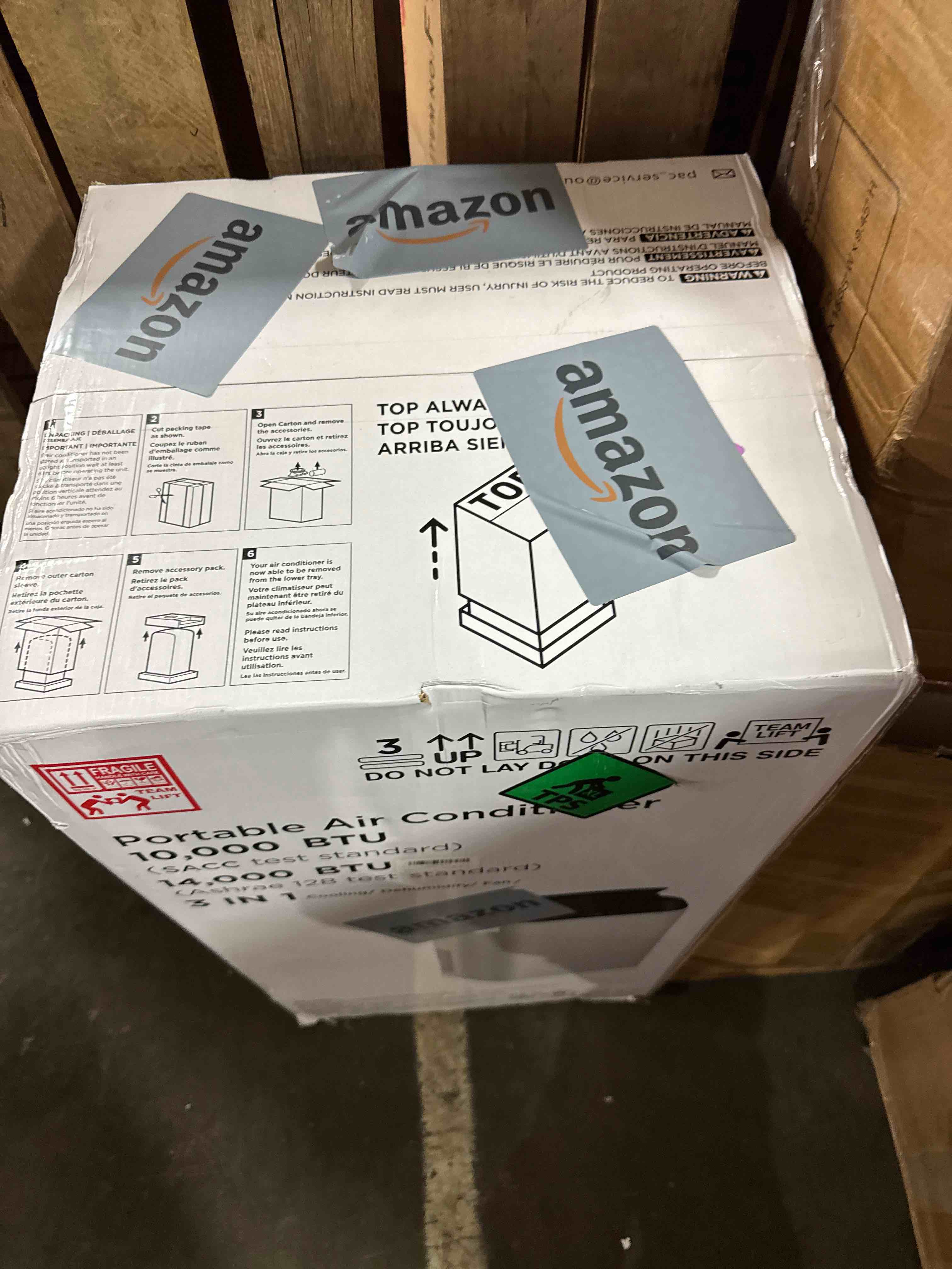 Condition photo showing As Is for 14000 btu portable air conditioners with remote control, 3-in-1 free standing cooling ac unit with fan & dehumidifier, cools room up to 700 sq.ft, smart/sleep mode,3 speed,auto swing,24h timer