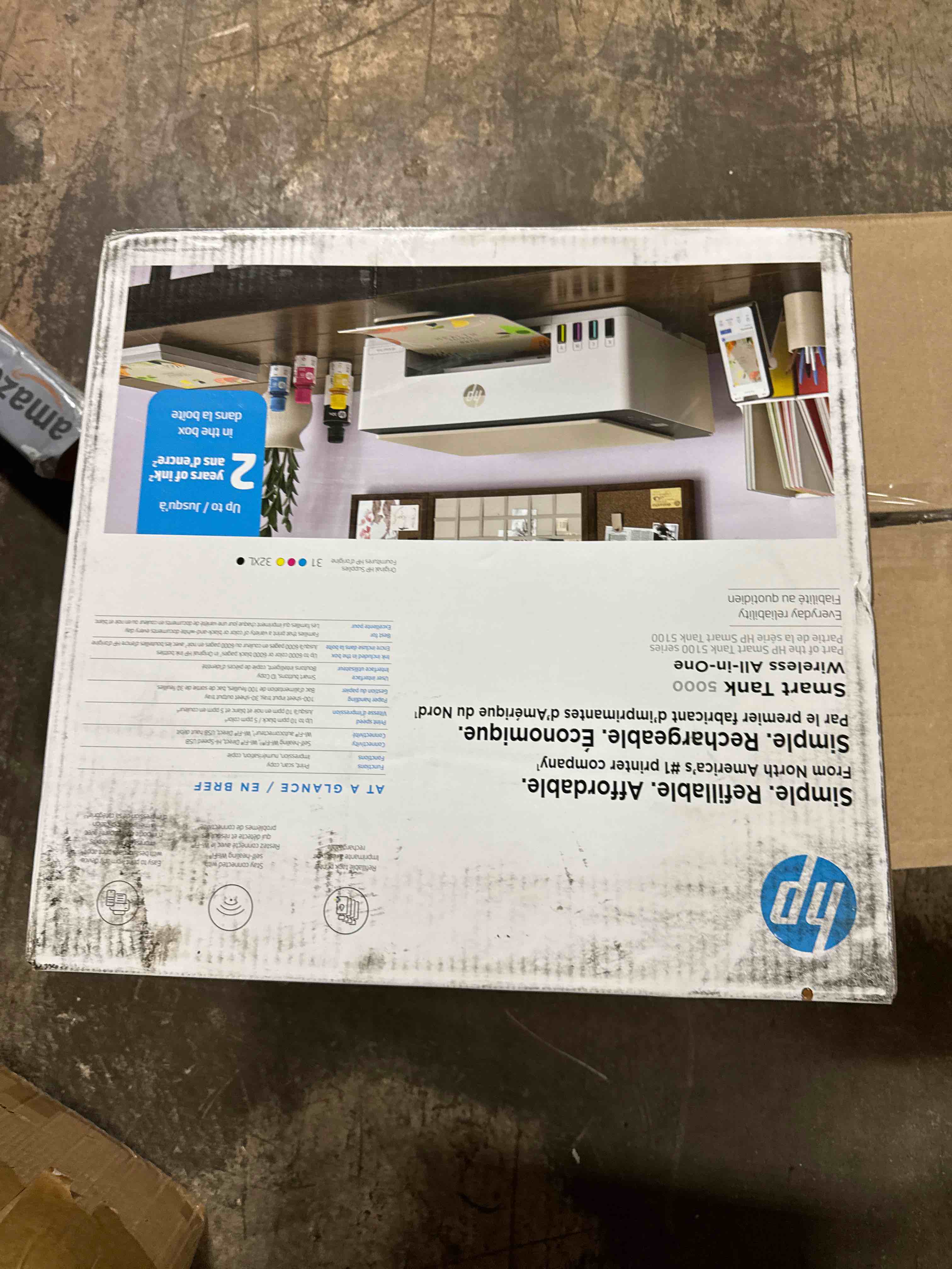 Condition photo showing New/Like New for hp smart tank 5003 wireless all-in-one ink tank printer, scanner, copier with up to 3 years of ink included, best-for-home, cartridge-free refillable, ai-capable (9b2d3a)