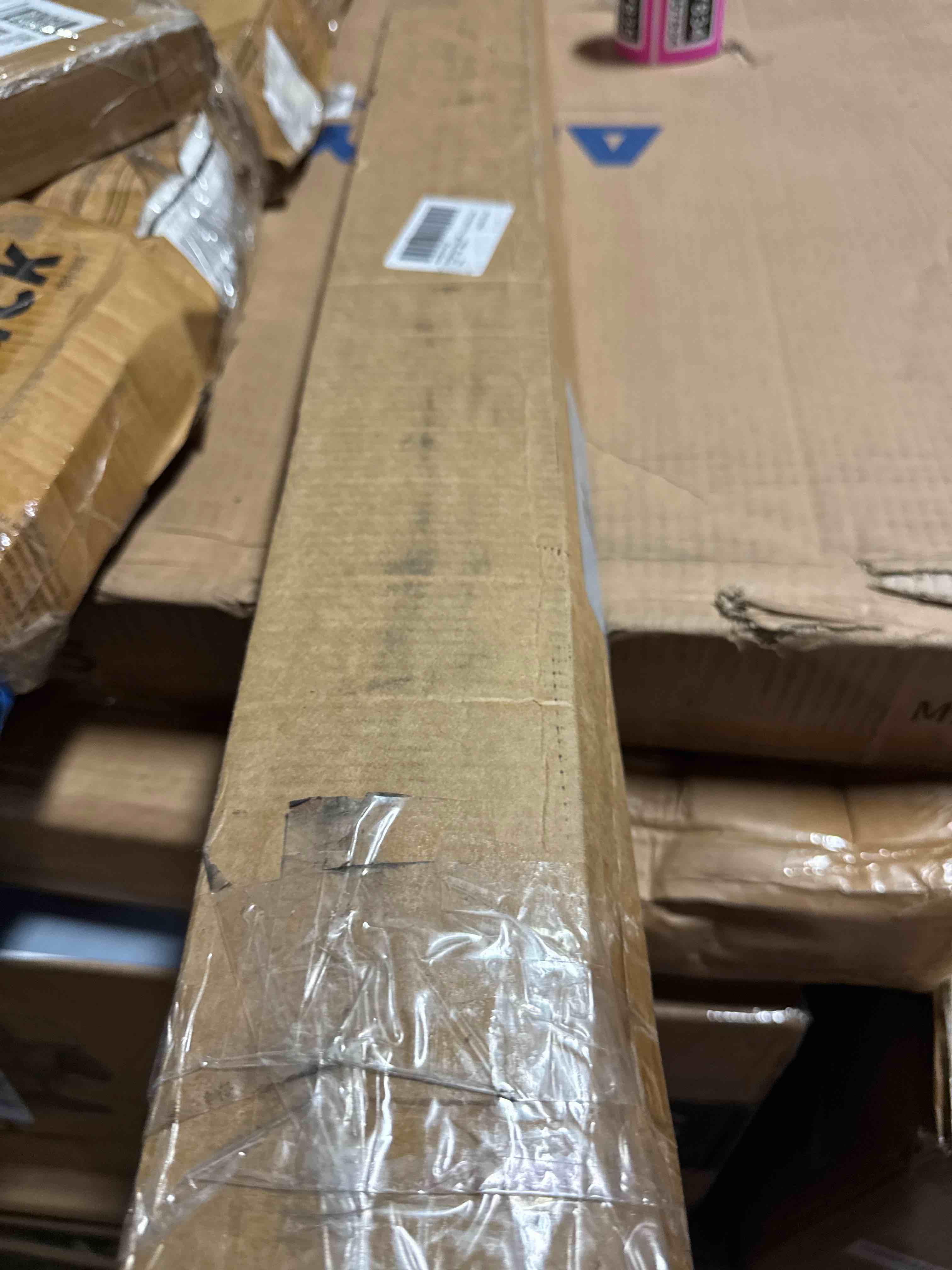 Condition photo showing As Is for geilspace 6 pack 3/4" x 48" pre-cut black metal pipe, industrial steel fits standard three quarters inch threaded pipes and fittings - vintage diy industrial shelving (3/4" × 48", black) 3/4" × 48" black