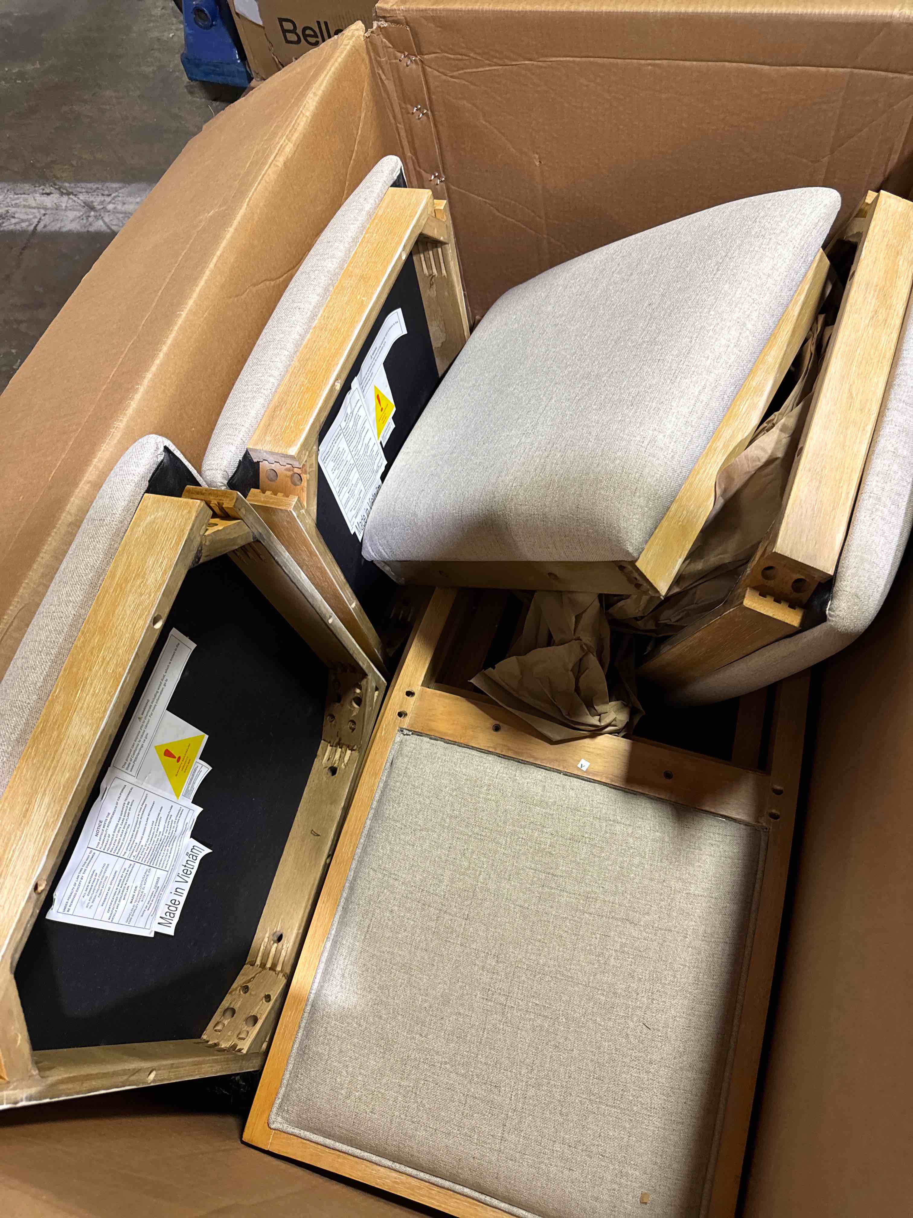 Condition photo showing New/Like New for modern dining chair set of 2, midcentury modern upholstered seat with | set of 2 midcentury modern dining chairs with light oak finish, padded seat, and sturdy iron legs. for dining ro ( similar see pics)