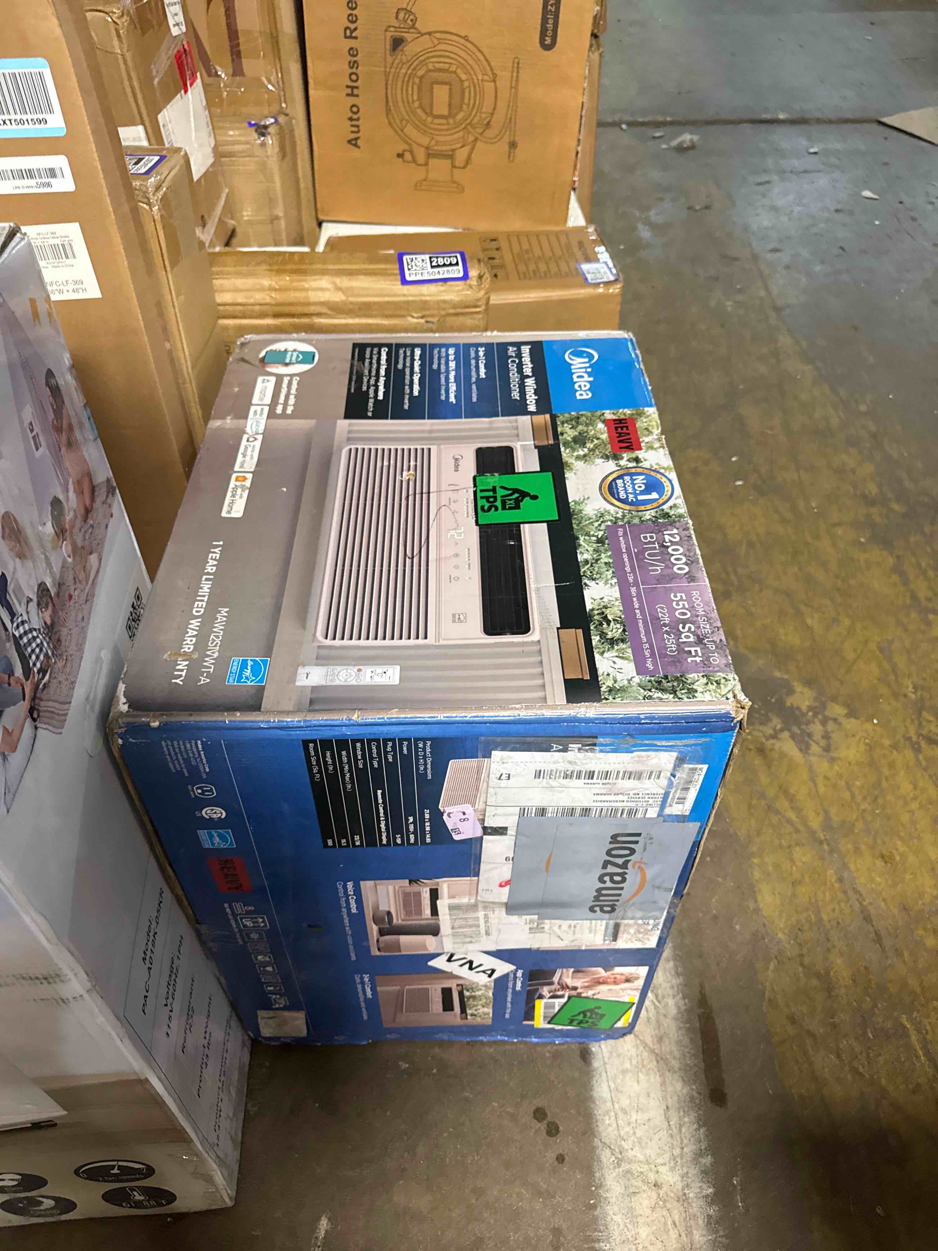 Condition photo showing Good Condition for midea 12,000 btu smart inverter window air conditioner with app, alexa control, 115v ac unit cools up to 550 sq. ft, quiet operation, energy saving, remote & easy installation kit, white