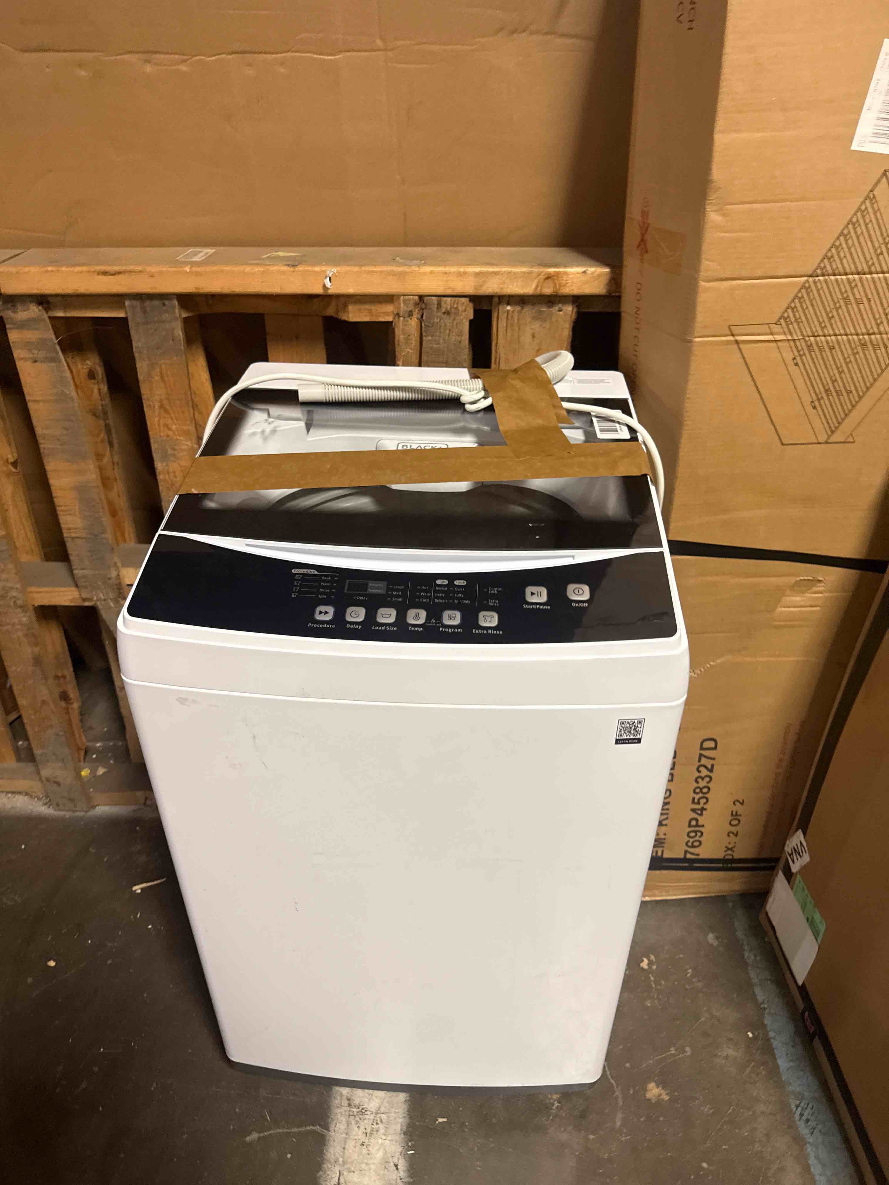 Condition photo showing Good Condition for black+decker small portable washer, washing machine for household use, portable washer 1.7 cu.ft with 8 cycles, transparent lid & led display