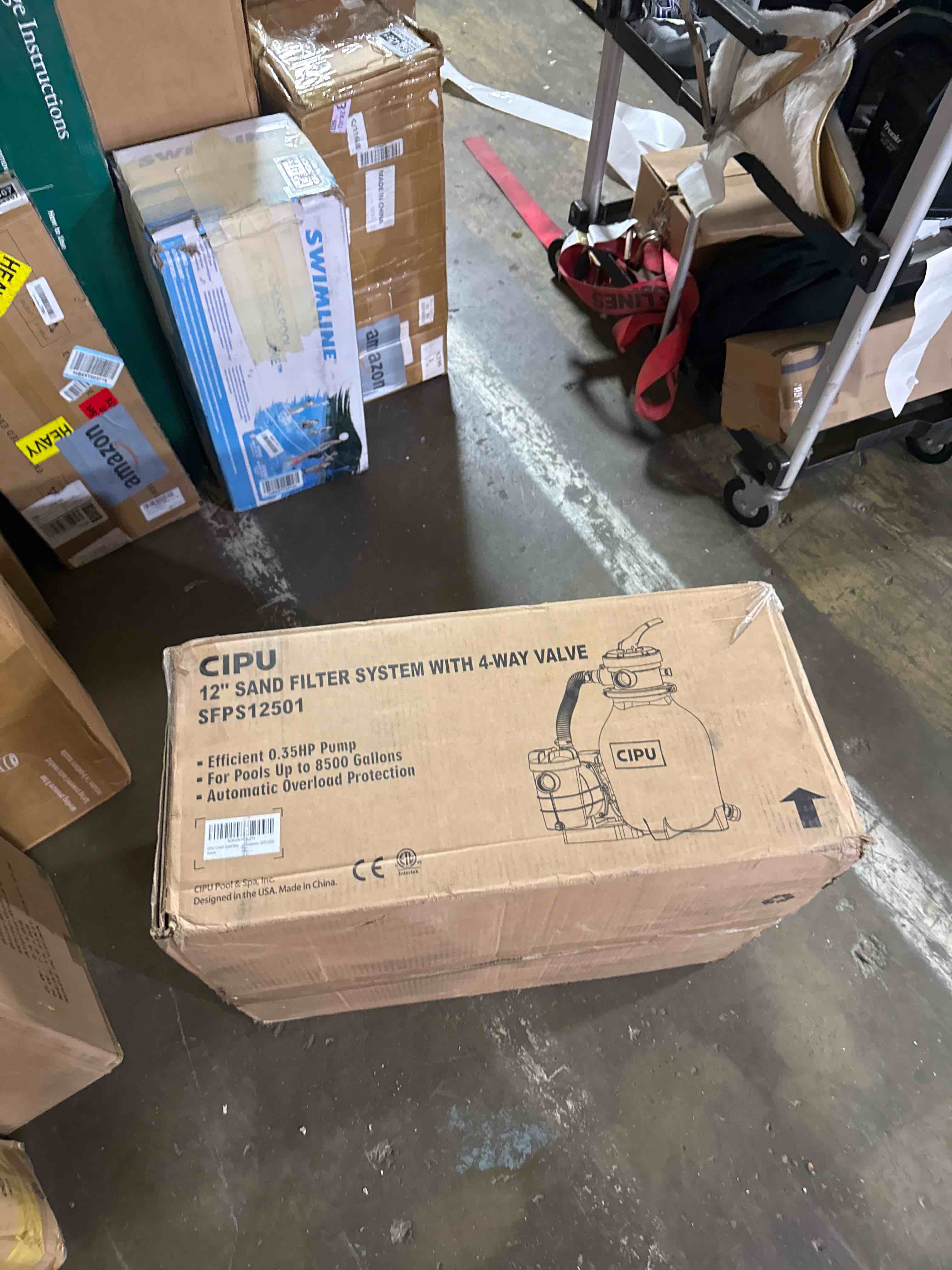 Condition photo showing Good Condition for cipu 12-inch sand filter pump system handy 4-way valve for above ground swimming pools with prefilter pool pump 115v 6-foot cord to easy installation sfps12501 12in up to 18ft pools