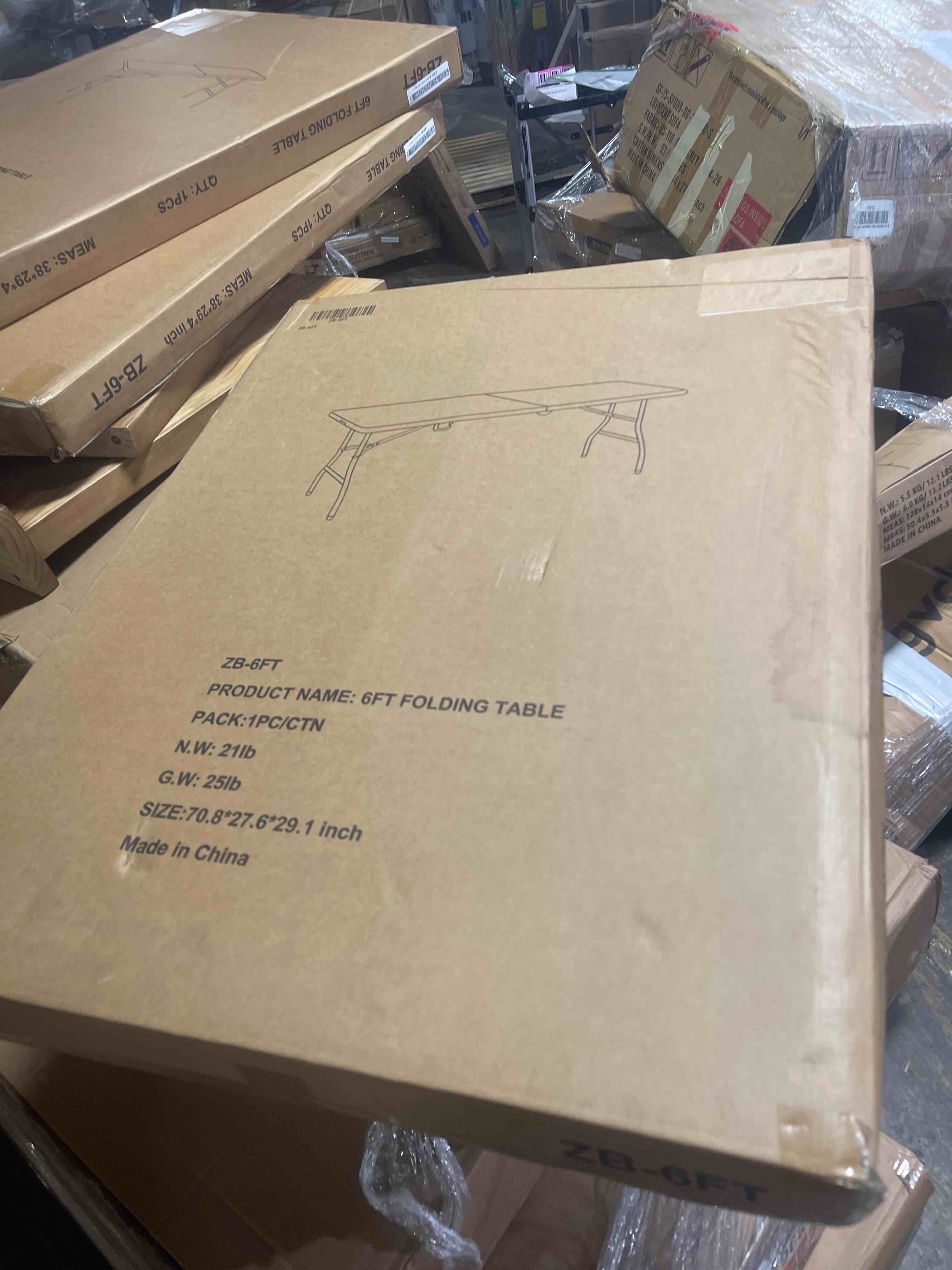 Condition photo showing New/Like New for center-folding blow-molded plastic folding table
