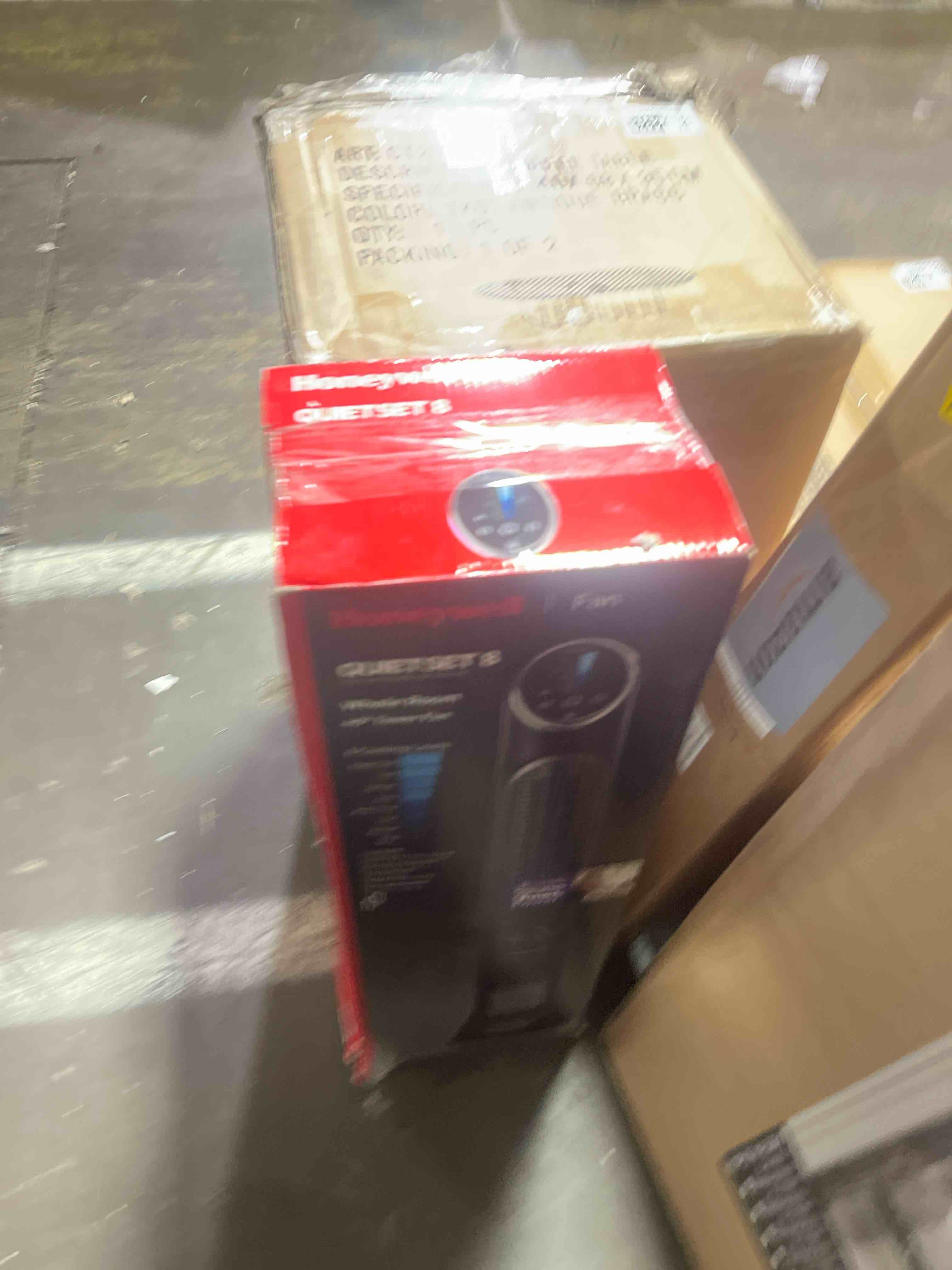Condition photo showing New/Like New for honeywell quietset whole room tower fan, oscillating tower fan with remote, black, hyf290b
