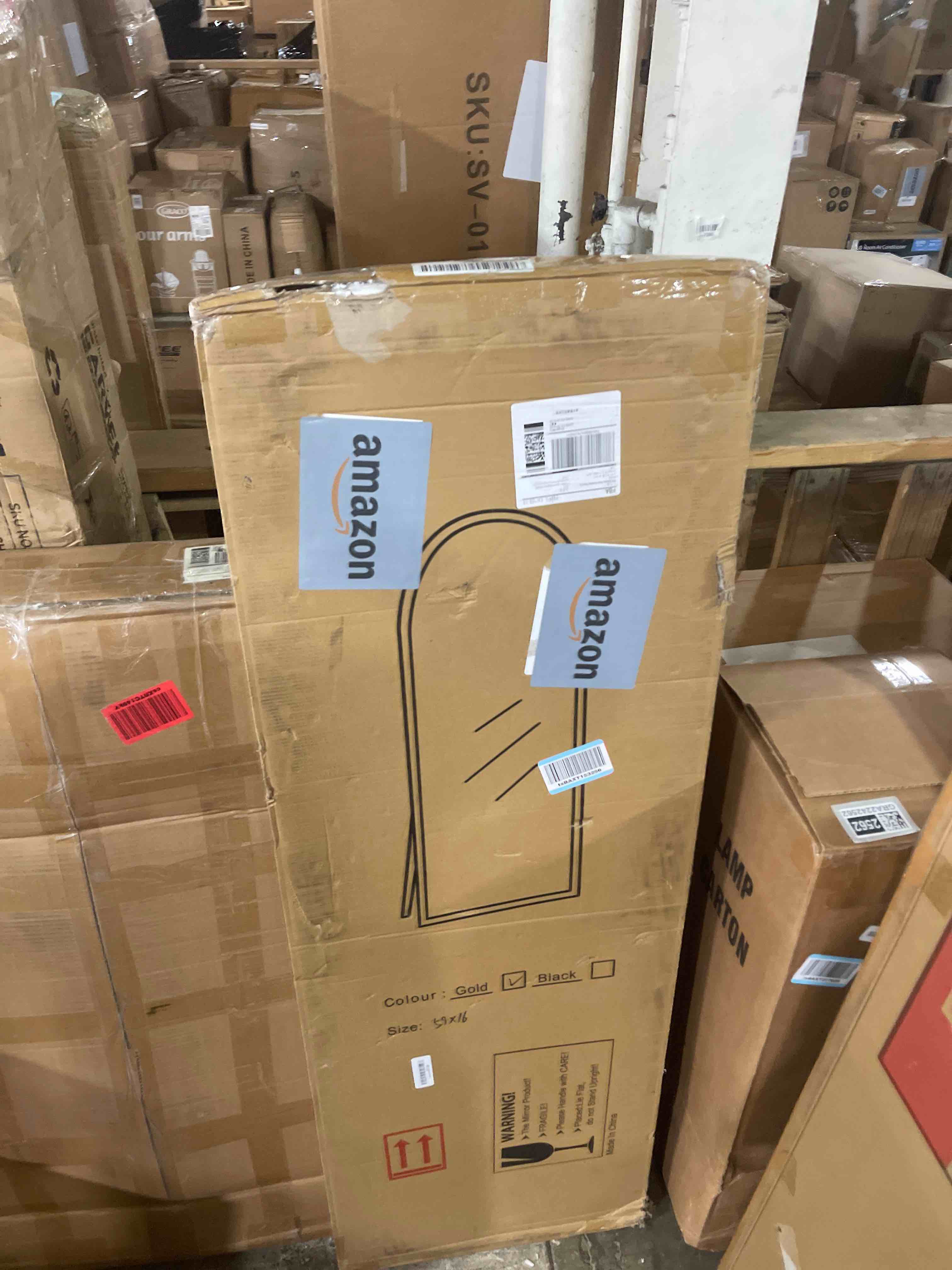 Condition photo showing New/Like New for dumos 64"x21" arched full length floor mirror, full body mirror, gold | shatterproof tempered glass, modern aluminum alloy frame, free standing or leaning for home decor gold-rounded 64"l x 21"w