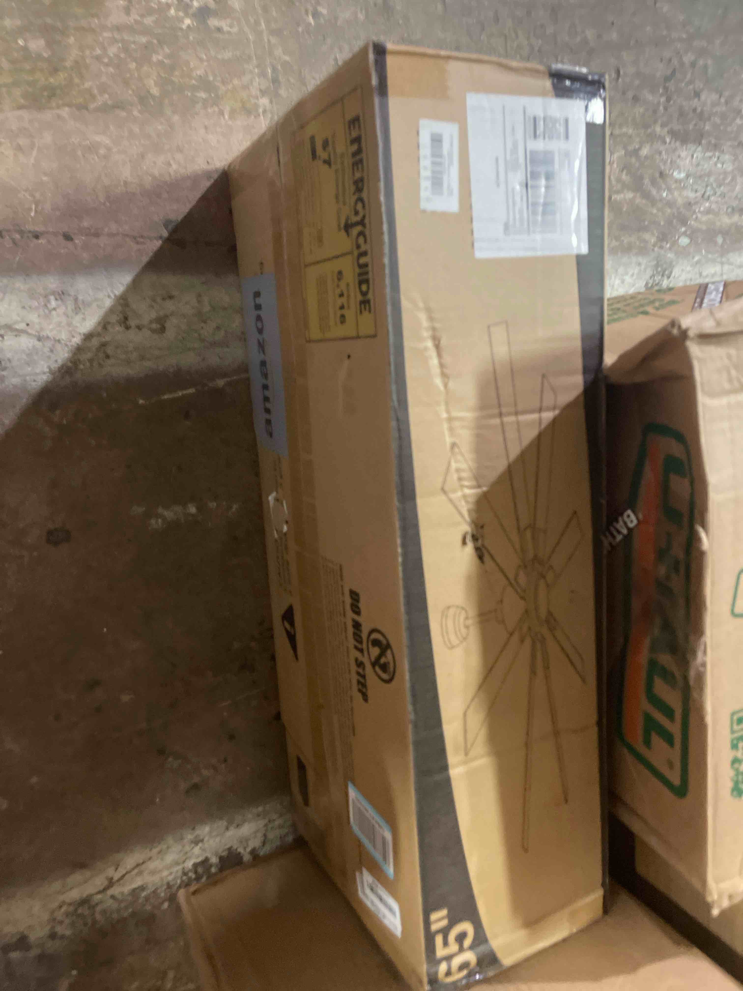 Condition photo showing New/Like New for 65 inch ceiling fan no light with remote, black large ceiling fan without light with quiet reversible dc motor, 6-speeds, 8 blades, indoor/outdoor modern ceiling fans for patios, living room, garage black 65 inch
