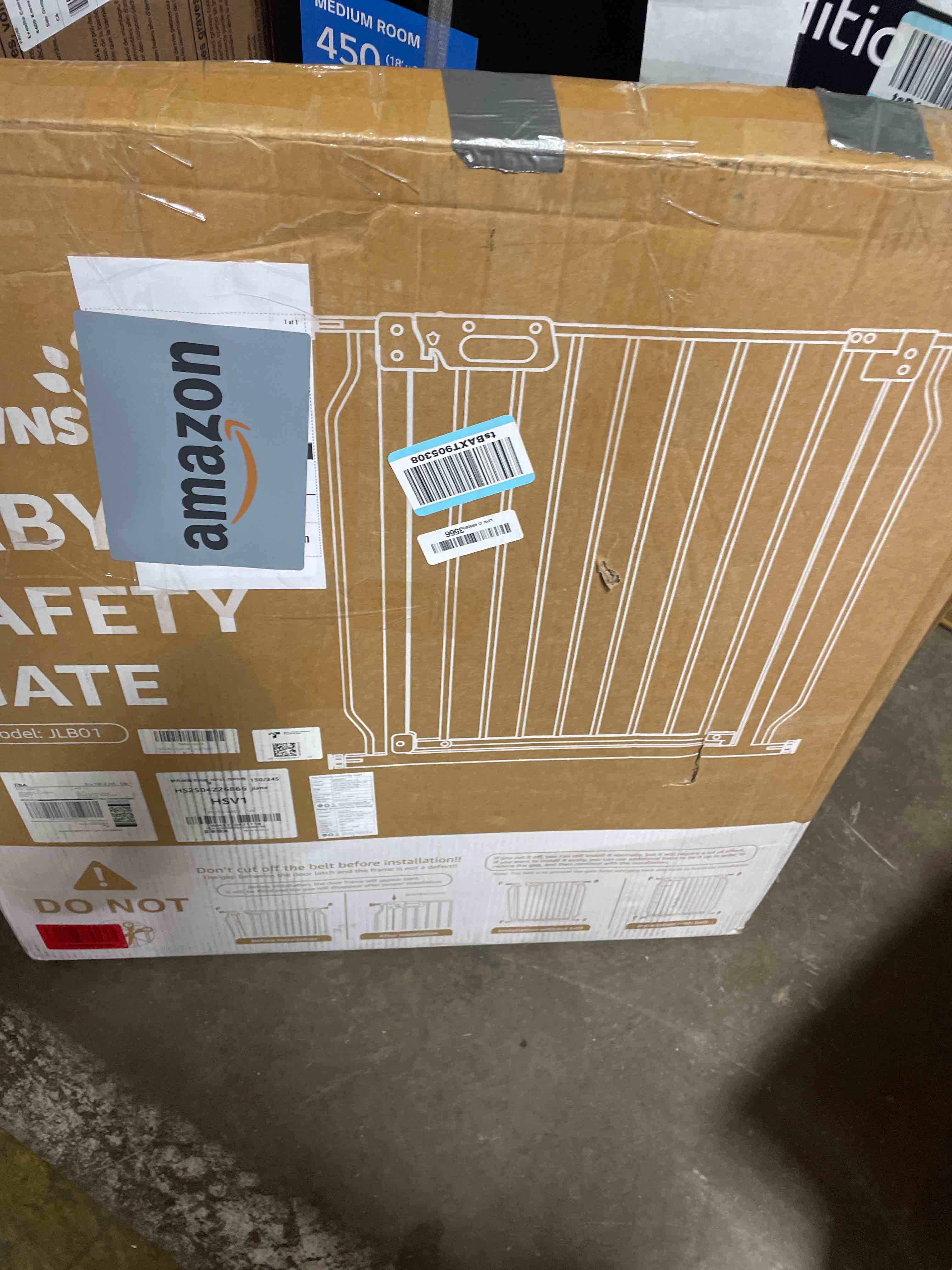 Condition photo showing Good Condition for mom's choice-grownsy baby gate for stairs, 29.5"-48.4" pressure mounted baby gate for top of stair&doorway with v-shaped rods, anti-trip pedal, extra wide stairs dog gate easy install w/red reminder white 29"-48"*30"