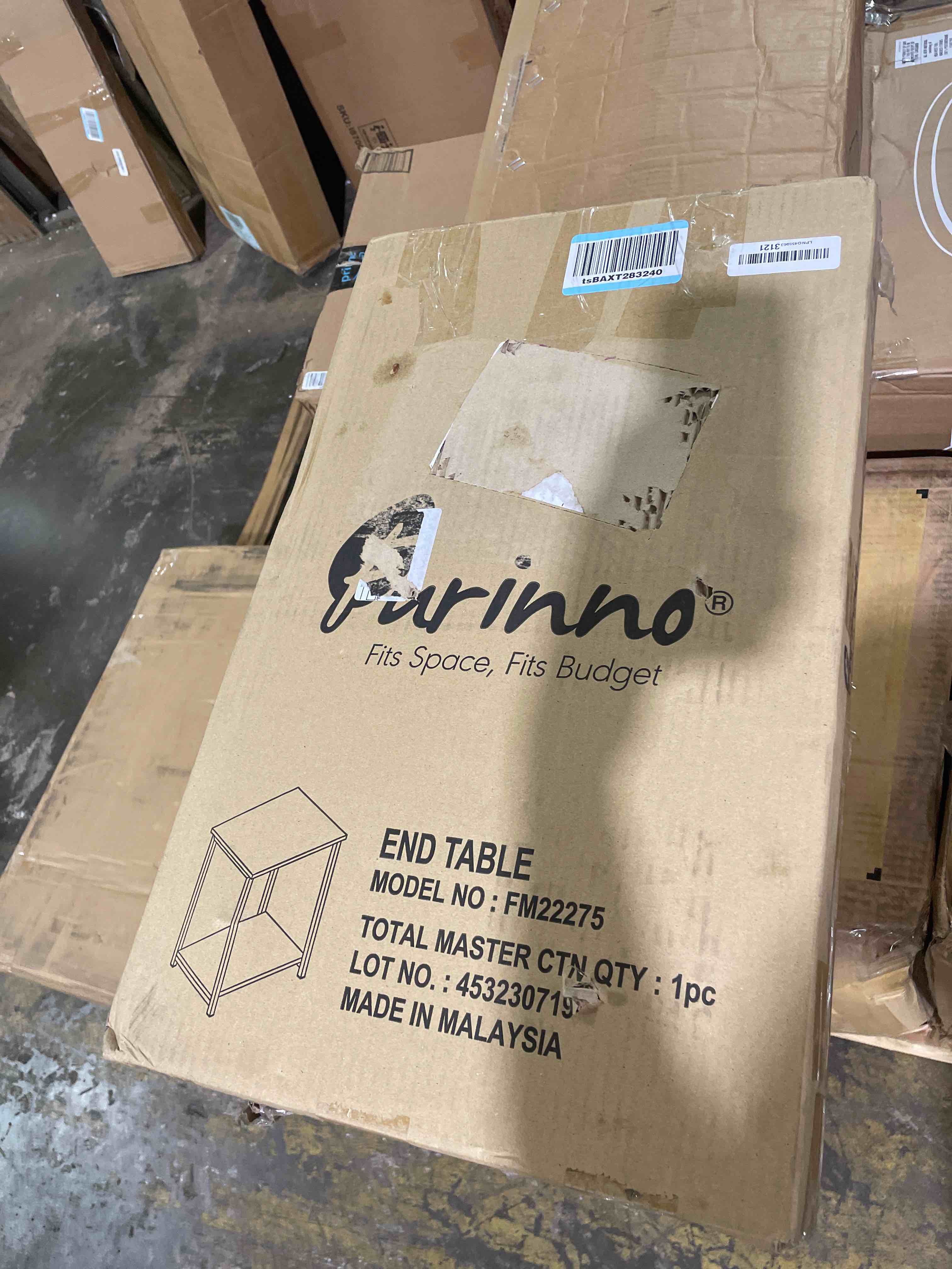 Condition photo showing New/Like New for furinno simplistic metal frame end table, 1-pack, amber pine
