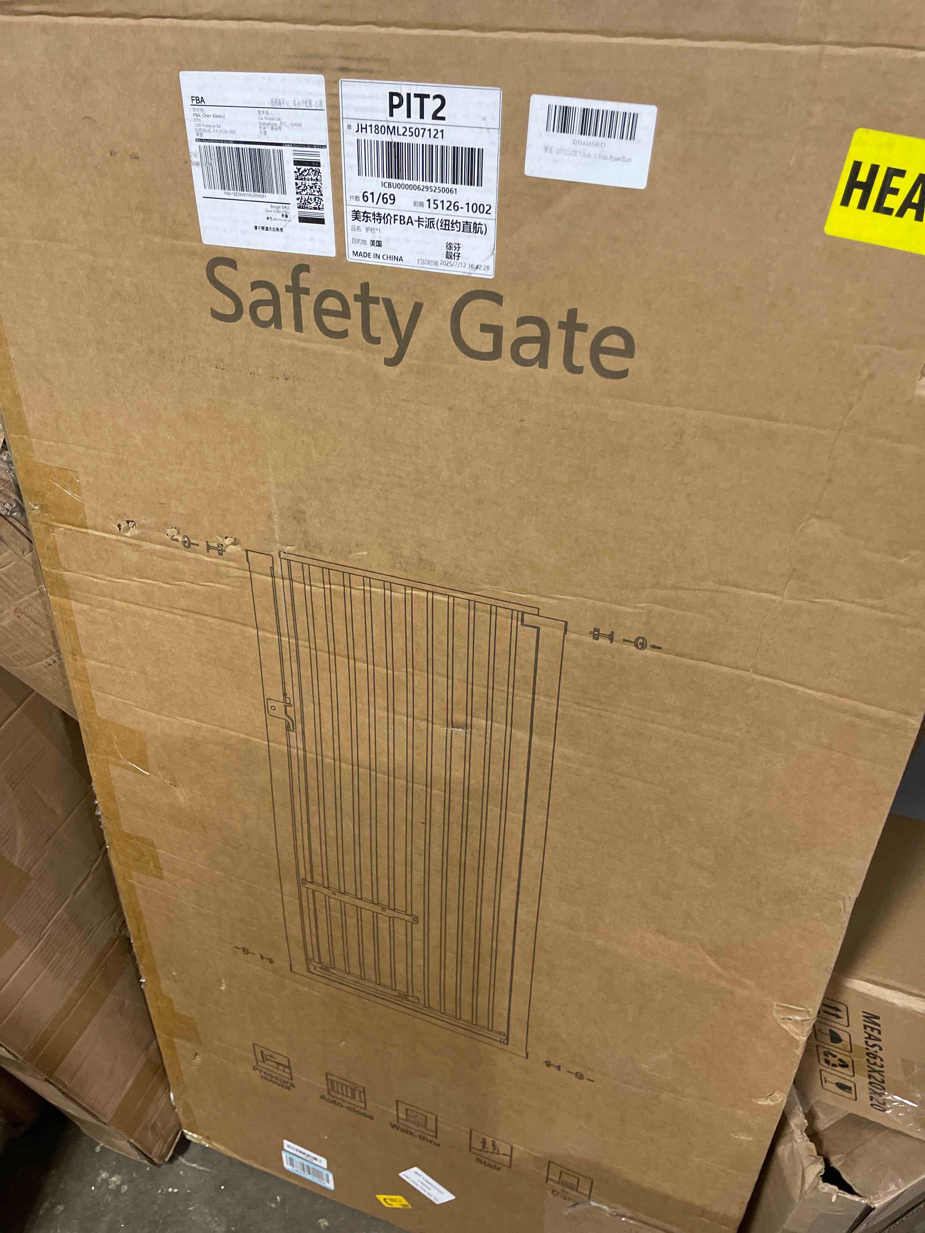 Condition photo showing New/Like New for shyujajie 71 inch extra tall pet gate with small cat door, 29.55"-46.06" adjustable wide dog gate, tall cats gates for doorway, stairs, house(black) black 71"tall,29.55"-46.06"