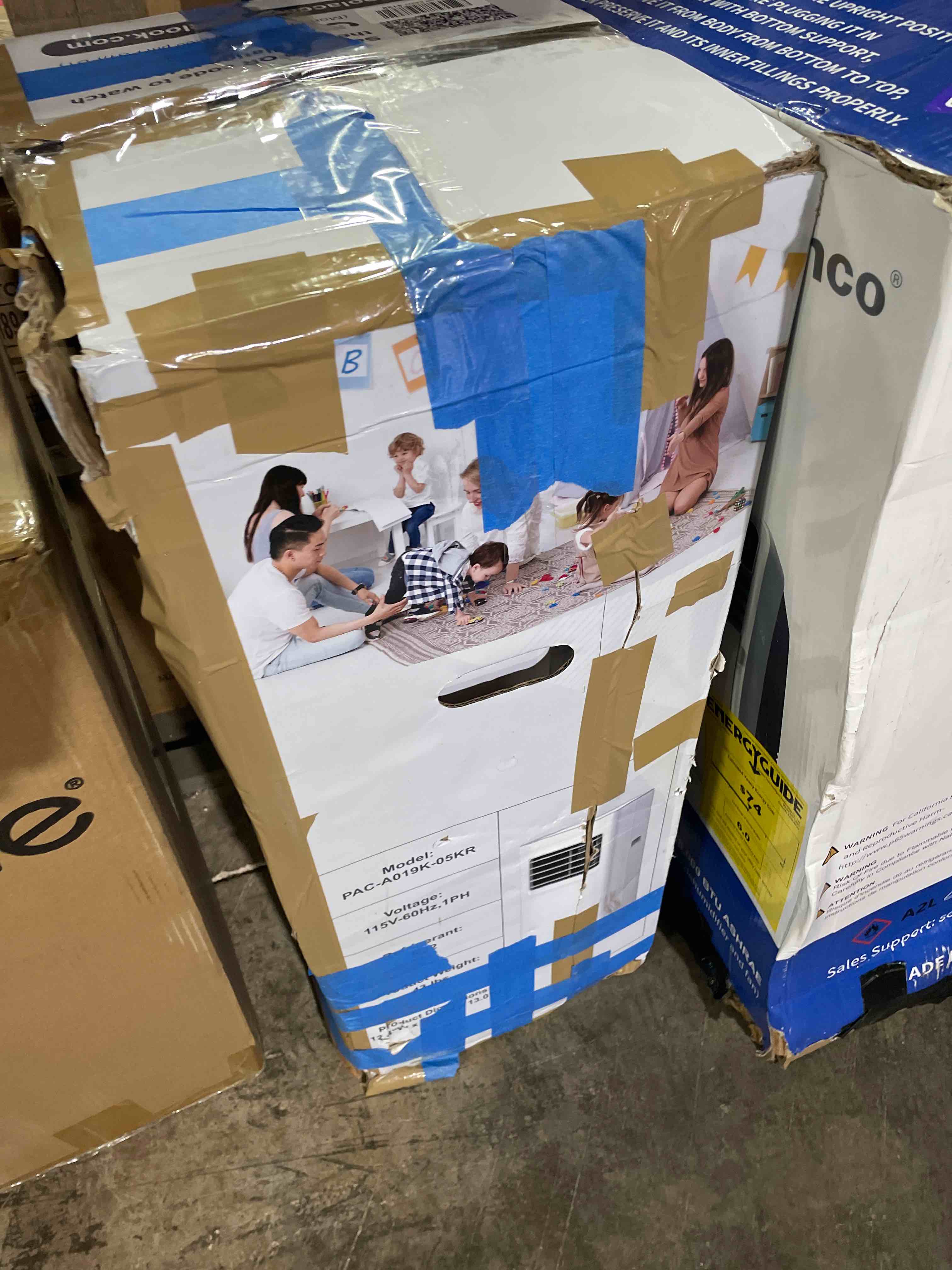 Condition photo showing As Is for portable air conditioner, 3-in-1 8500 btu ac unit with fan & dehumidifier – quiet cooling for bedroom, home office up to 450 sq.ft, includes complete window mount kit