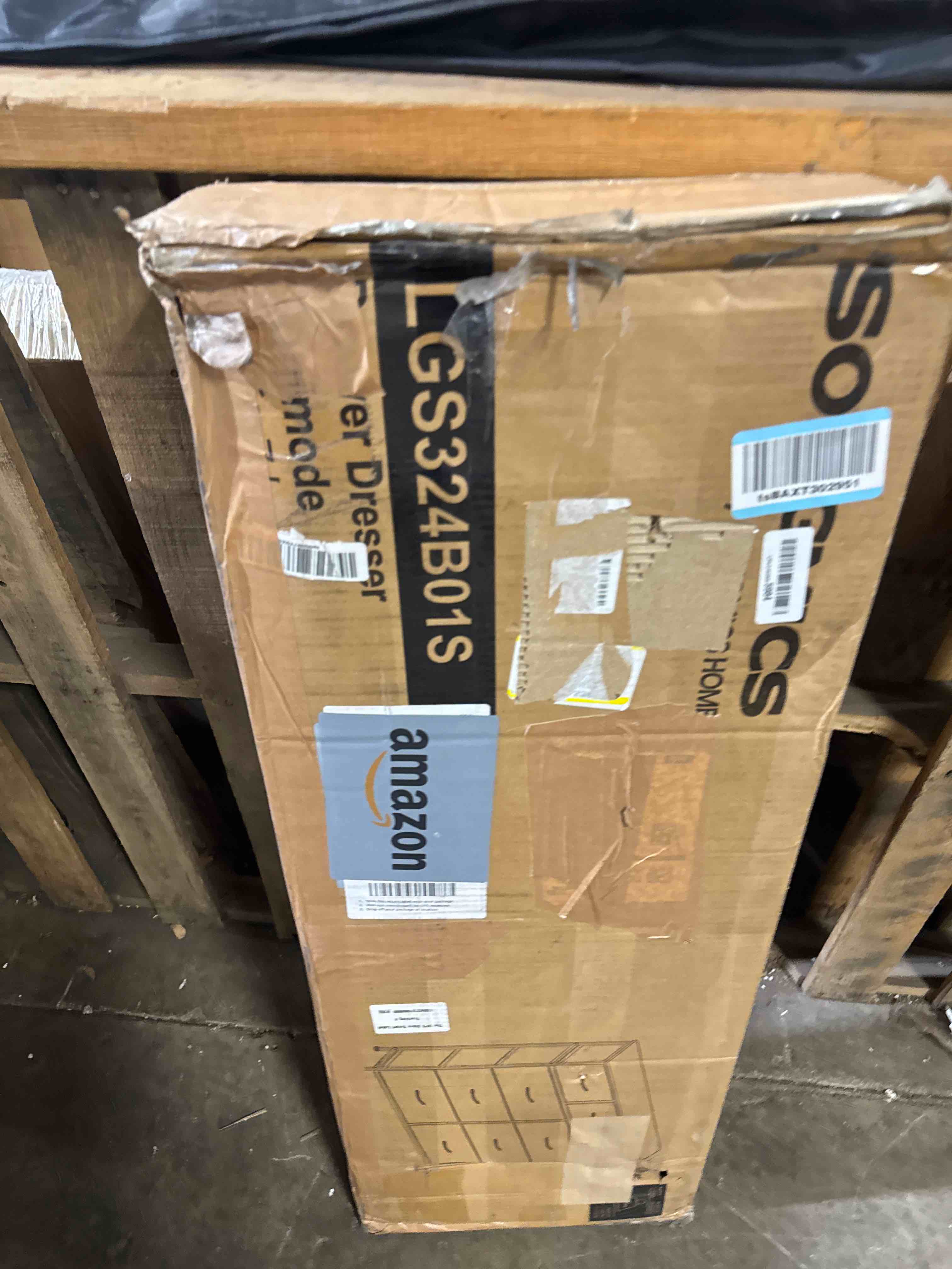 Condition photo showing New/Like New for songmics dresser for bedroom, chest of drawers, steel, mdf, 9 non-woven fabric drawers, storage organizer unit, closet, entryway, ink black and ebony black ulgs324b01s ink black + ebony black 11.8"d x 38.9"w x 37.5"h (9 drawers)